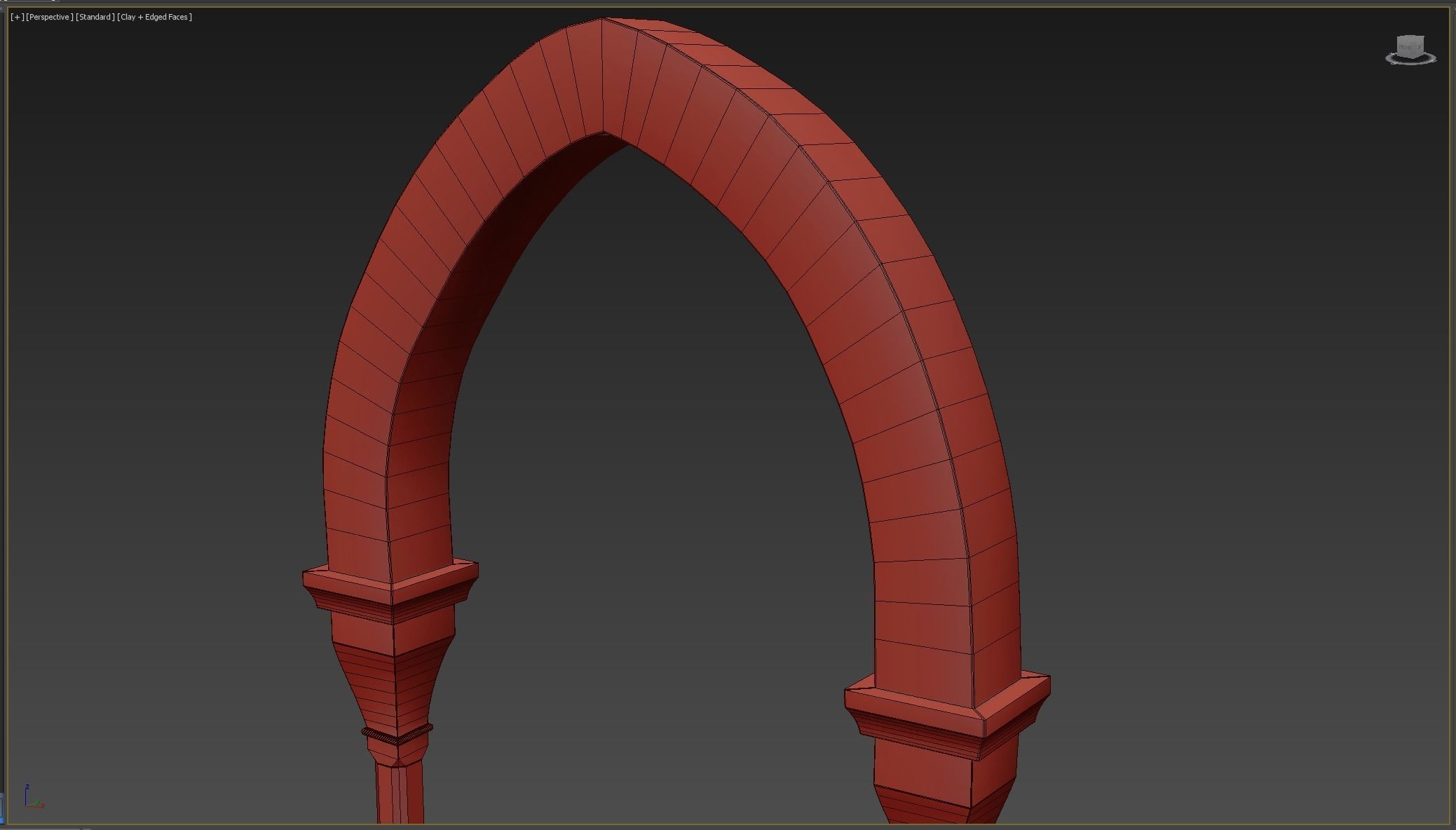 Column wooden arch Low-poly 3D model_8