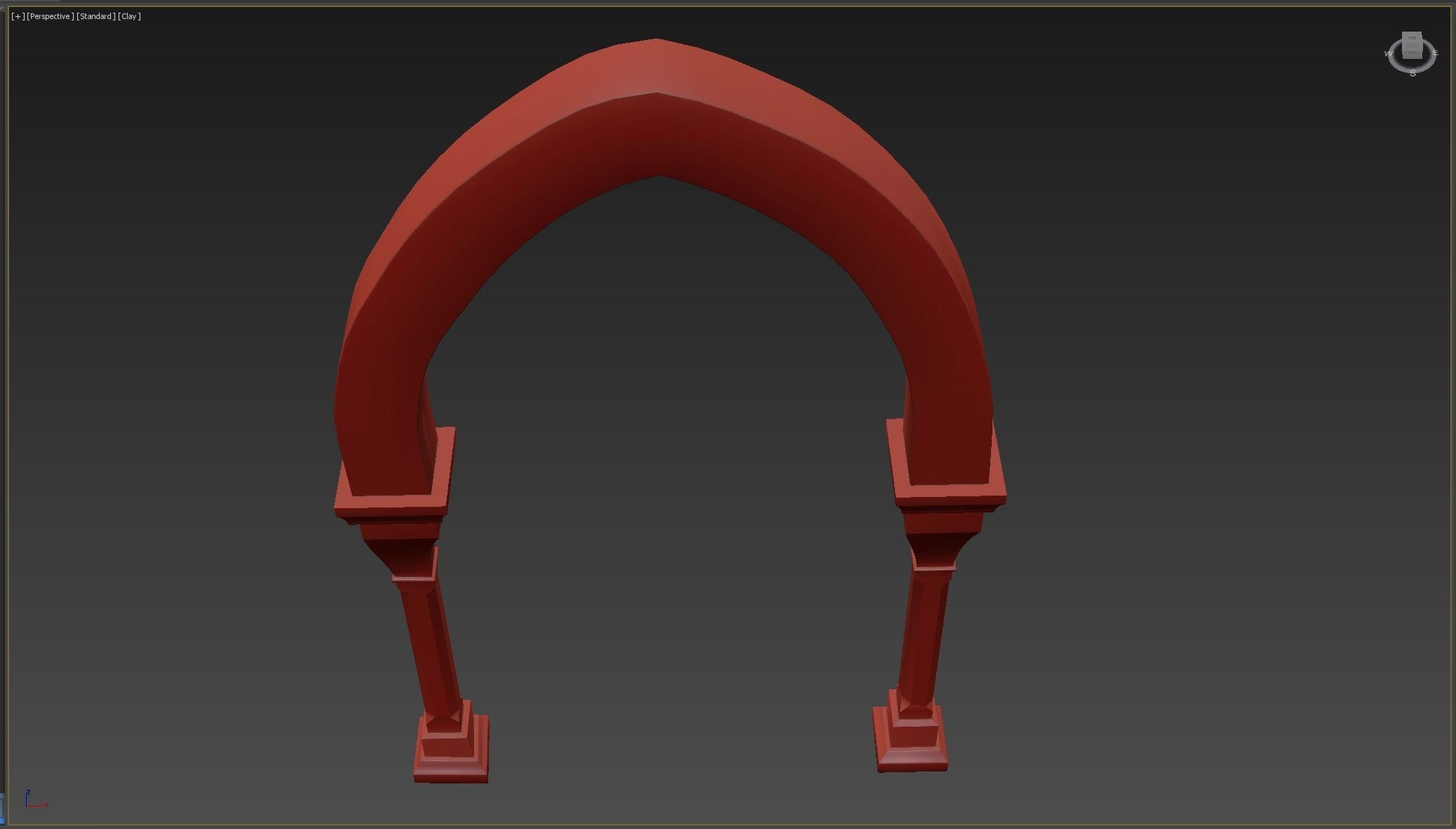 Column wooden arch Low-poly 3D model_5