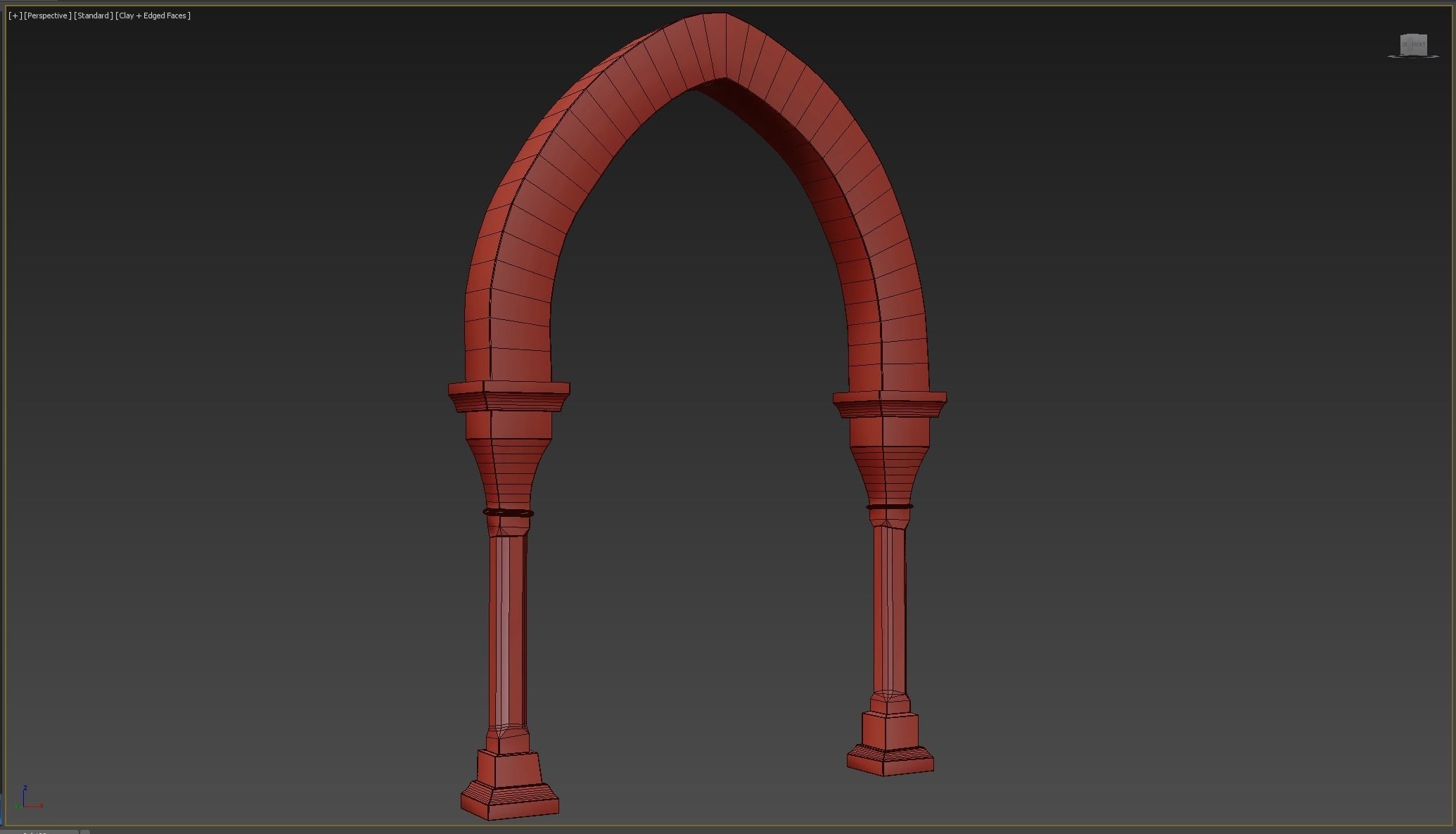 Column wooden arch Low-poly 3D model_6