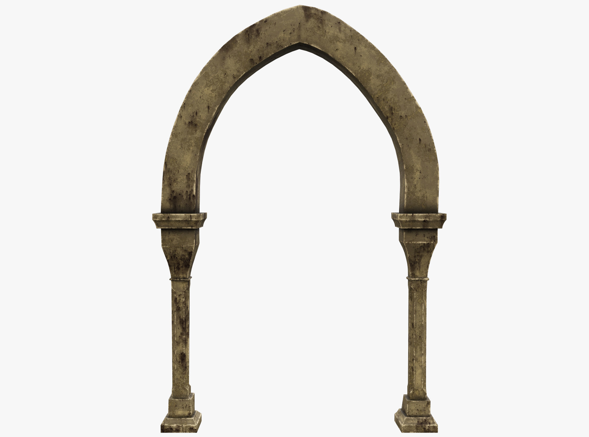 Column wooden arch Low-poly 3D model_1
