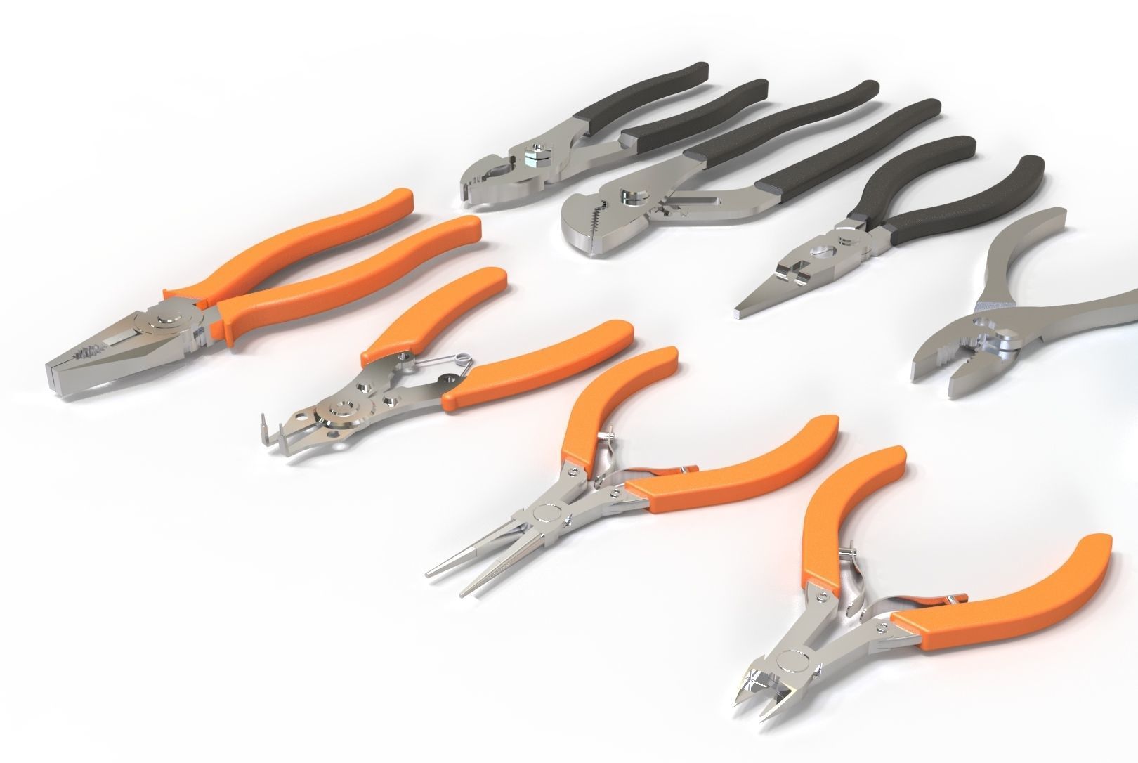 Plier hand tools and Wrench Set 3d model 3D model_2