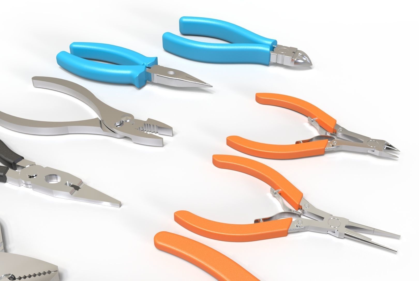Plier hand tools and Wrench Set 3d model 3D model_3