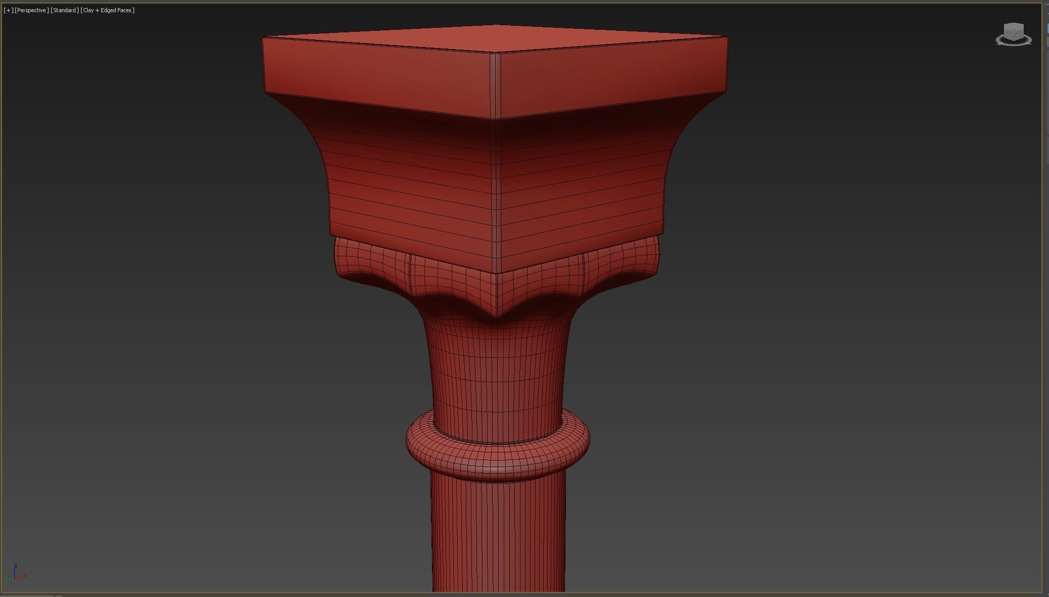 Column wooden Low-poly 3D model_4