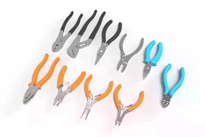 Pliers hand tools All combination and Wrench Set 3d model 3D model