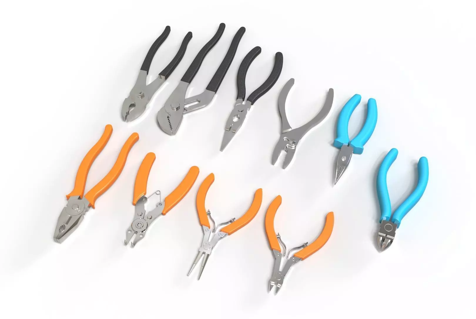 Pliers hand tools All combination and Wrench Set 3d model 3D model_0