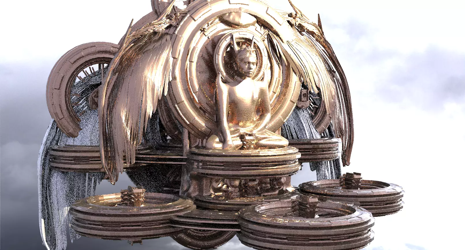 Ancient Alien Star Ring Monolith angel ships Kitbash 3D model_0