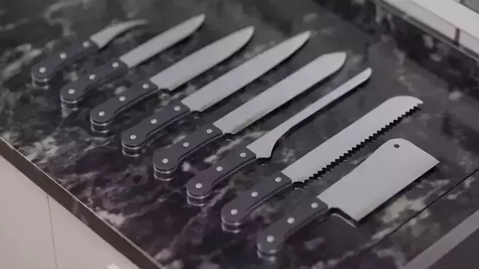Kitchen knive set 3D model