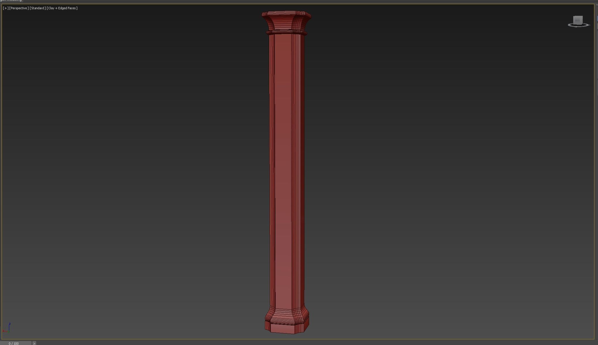 Column wooden Low-poly 3D model_8