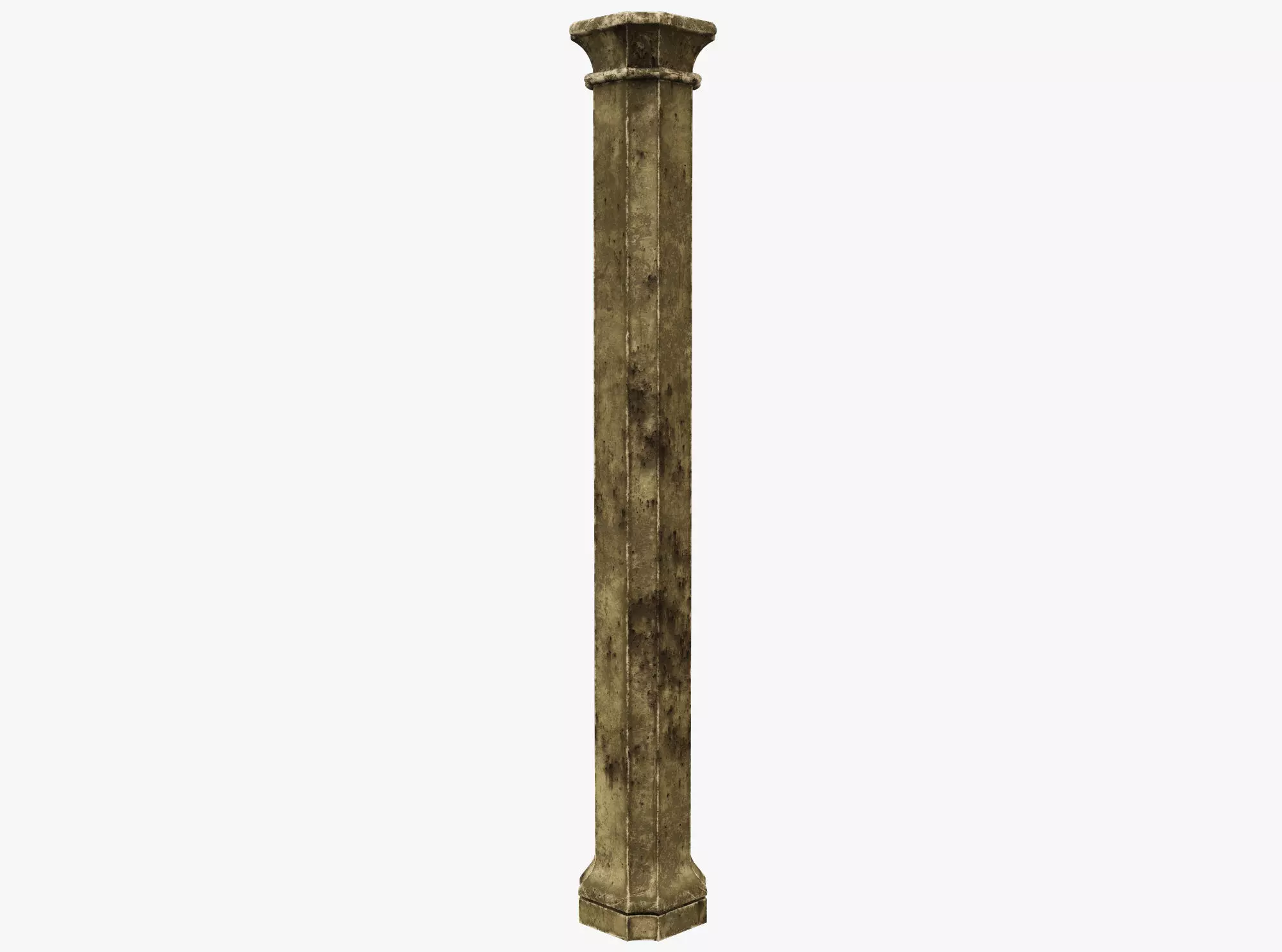 Column wooden Low-poly 3D model_0