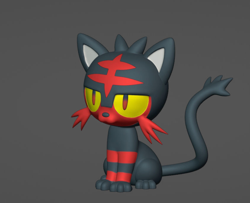 Litten - 3D print pokemon cat with eyes 3D print model_1