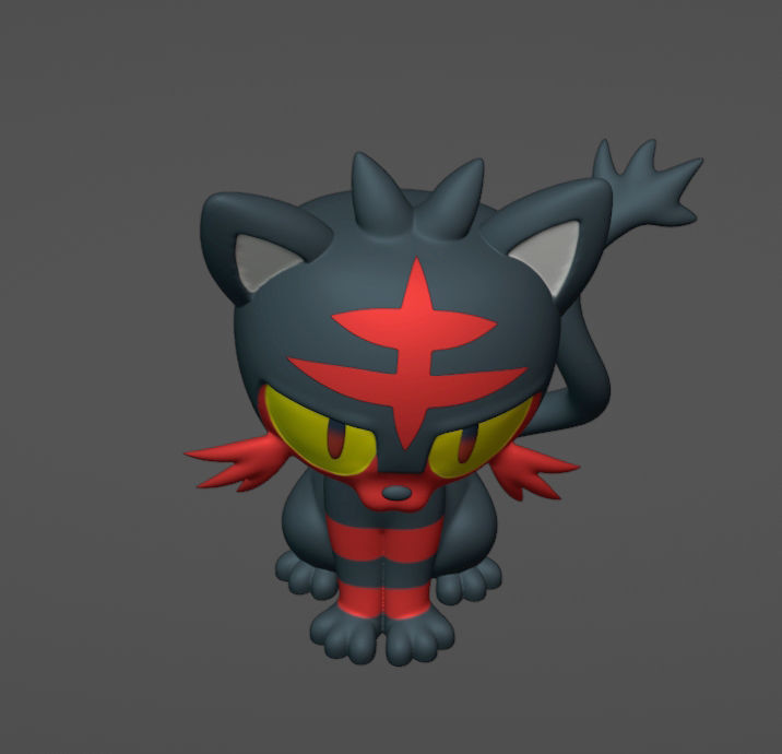 Litten - 3D print pokemon cat with eyes 3D print model_2