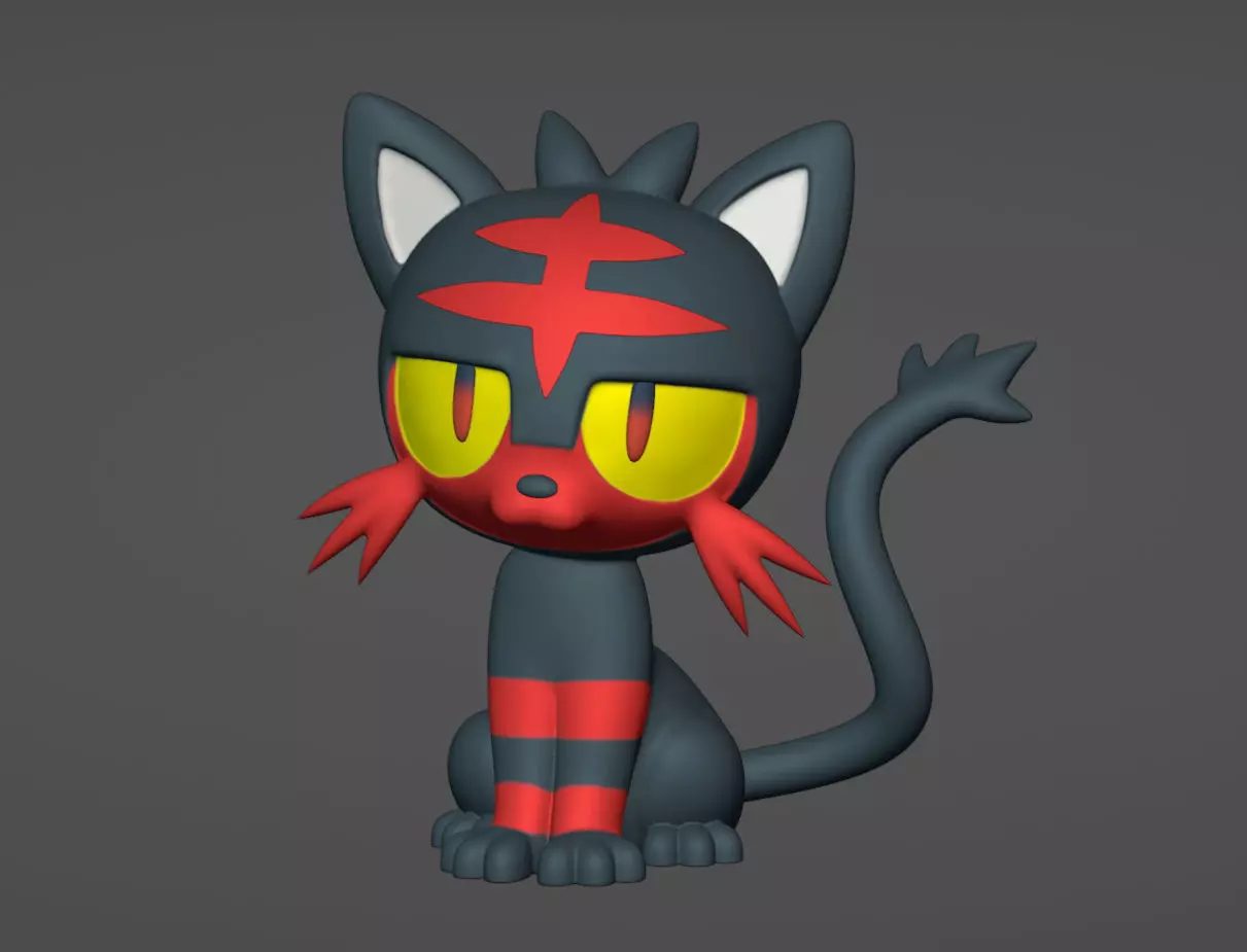 Litten - 3D print pokemon cat with eyes 3D print model_0