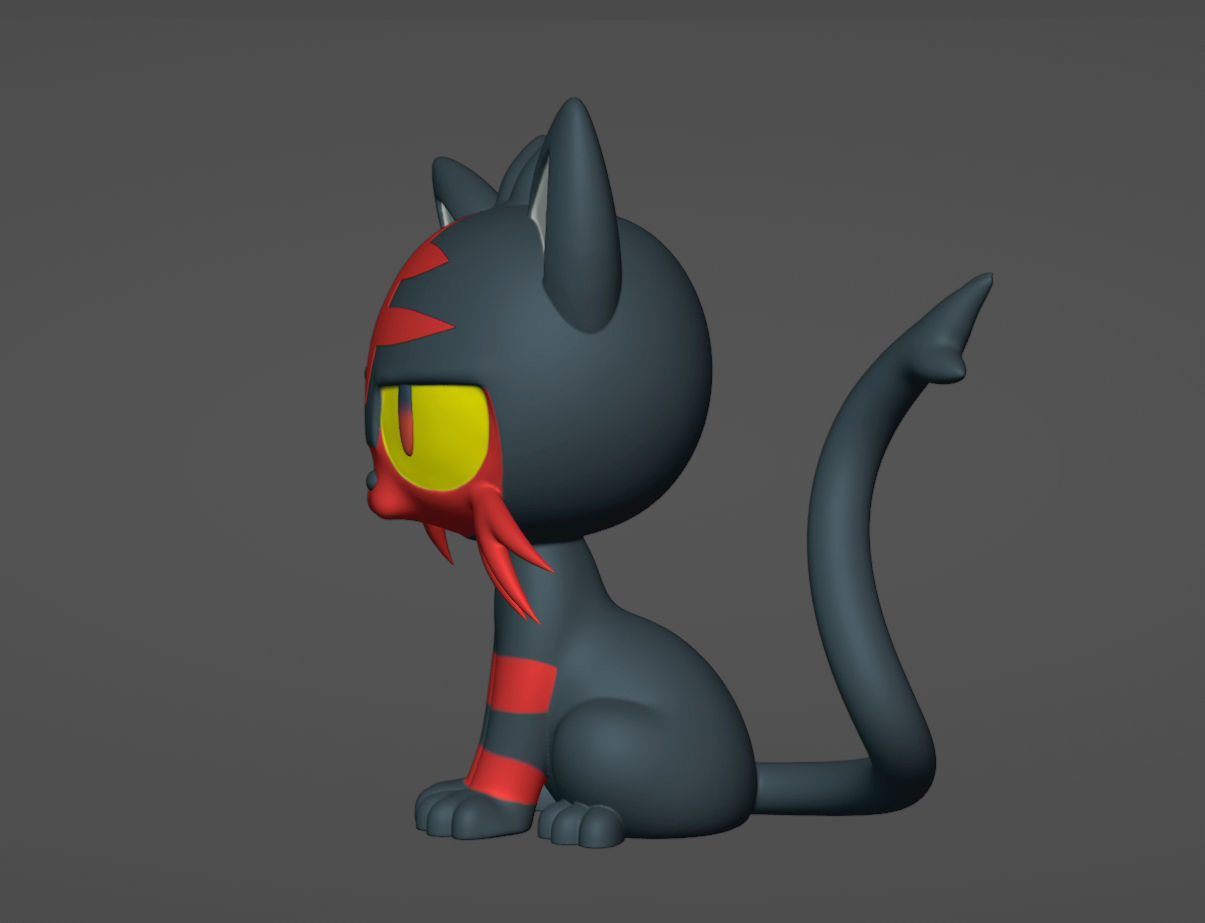Litten - 3D print pokemon cat with eyes 3D print model_3