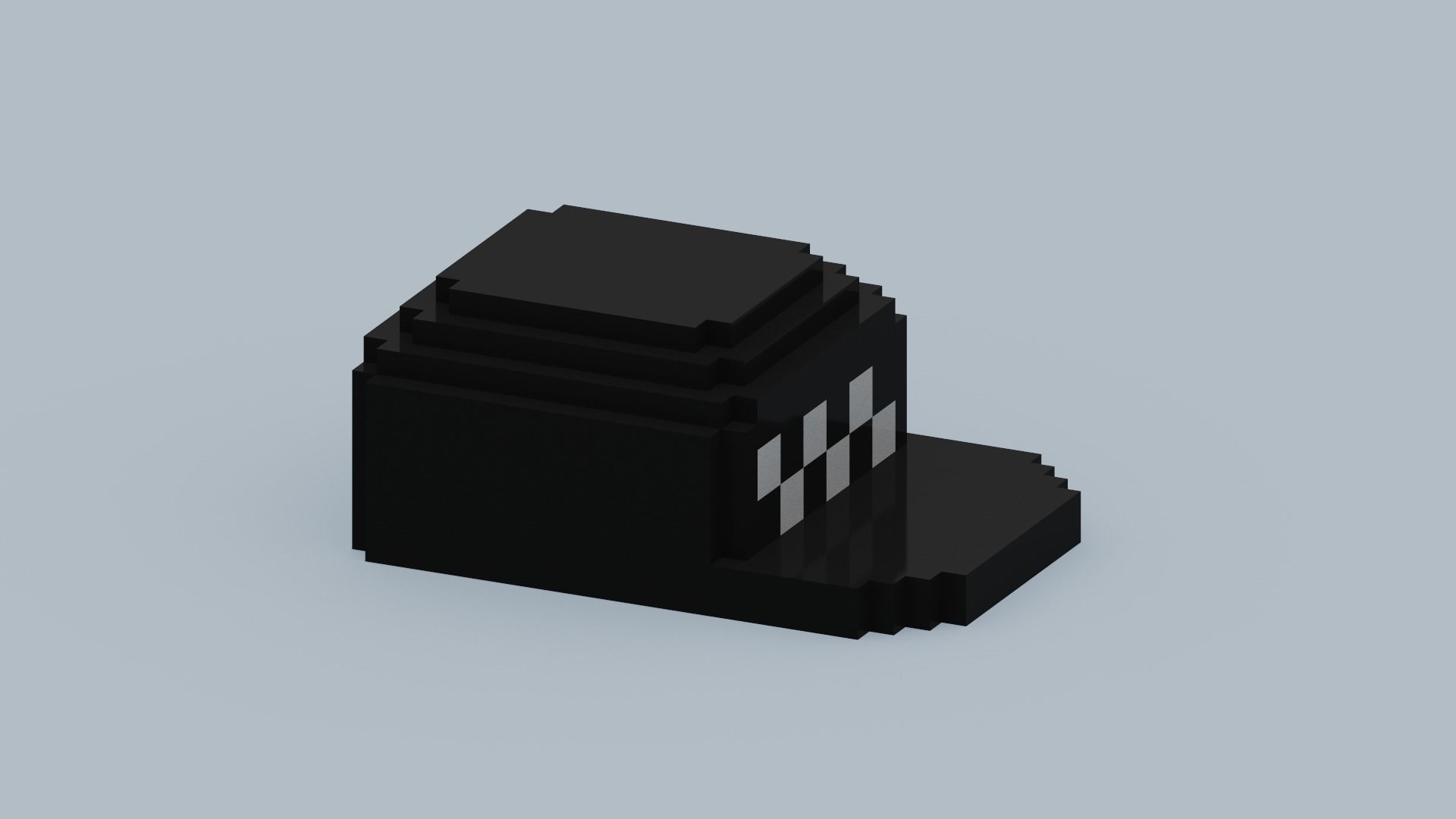 Voxel Black Hat Low-poly 3D model_8