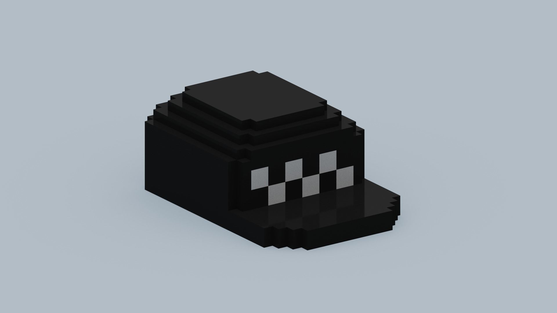 Voxel Black Hat Low-poly 3D model_9