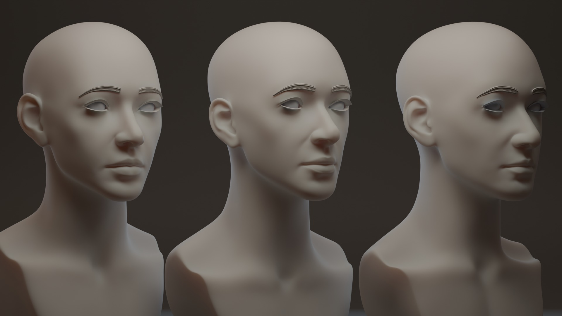 Asian Head Female 3D model_2