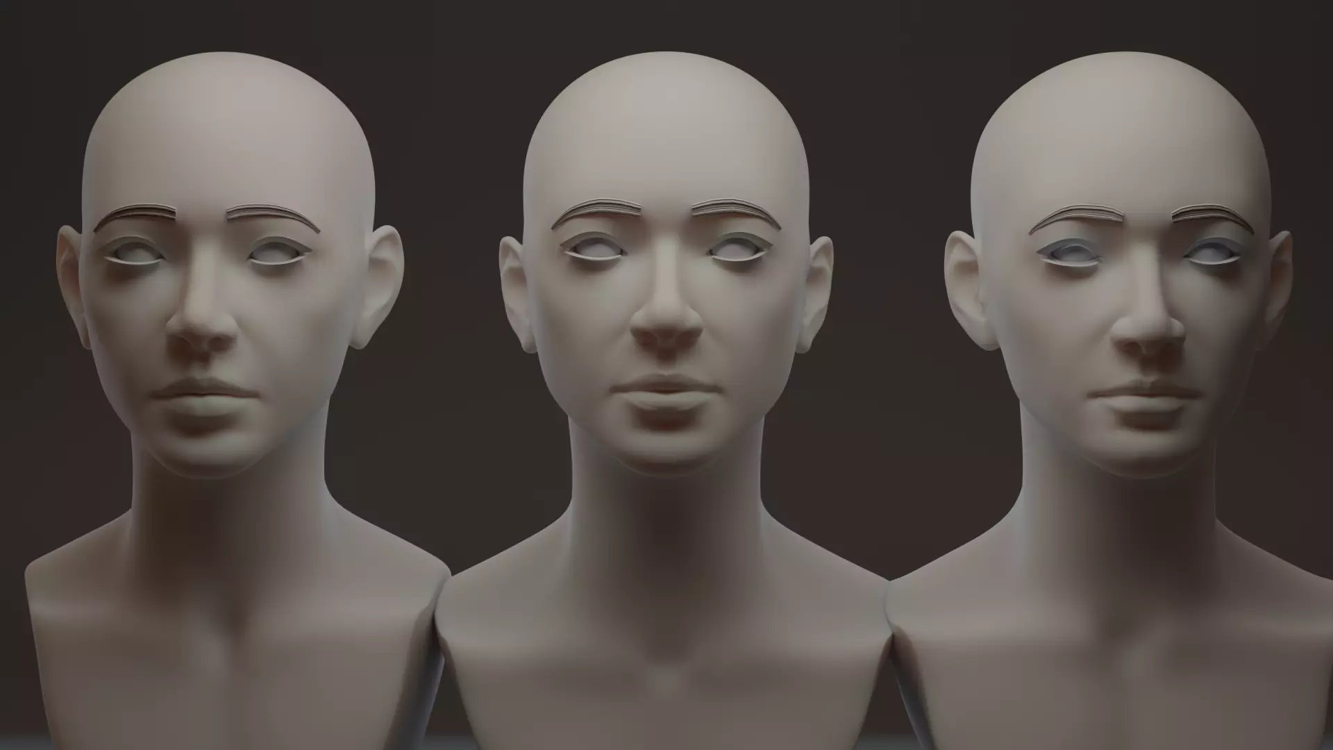 Asian Head Female 3D model_0
