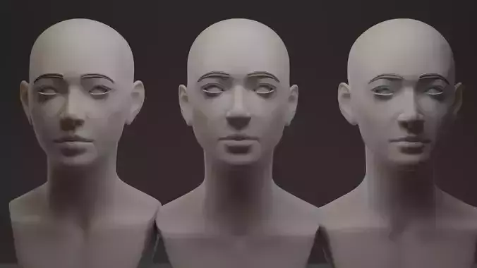 Asian Head Female 3D model