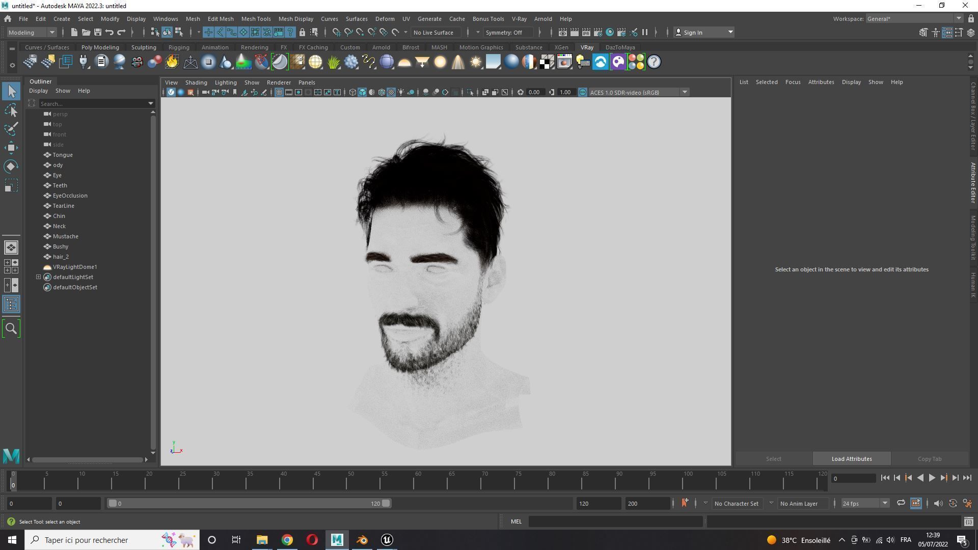 Realistic Hair Beard brows mustache Low-poly 3D model_13