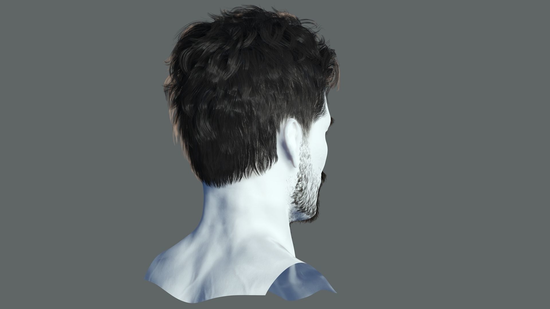 Realistic Hair Beard brows mustache Low-poly 3D model_7