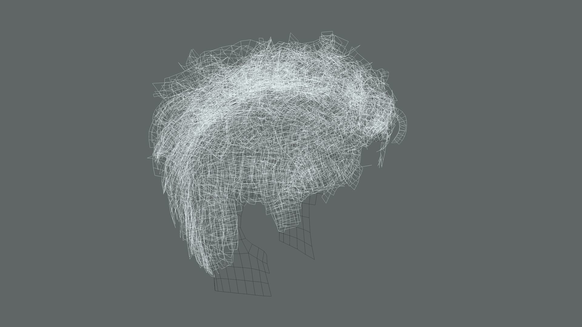 Realistic Hair Beard brows mustache Low-poly 3D model_10