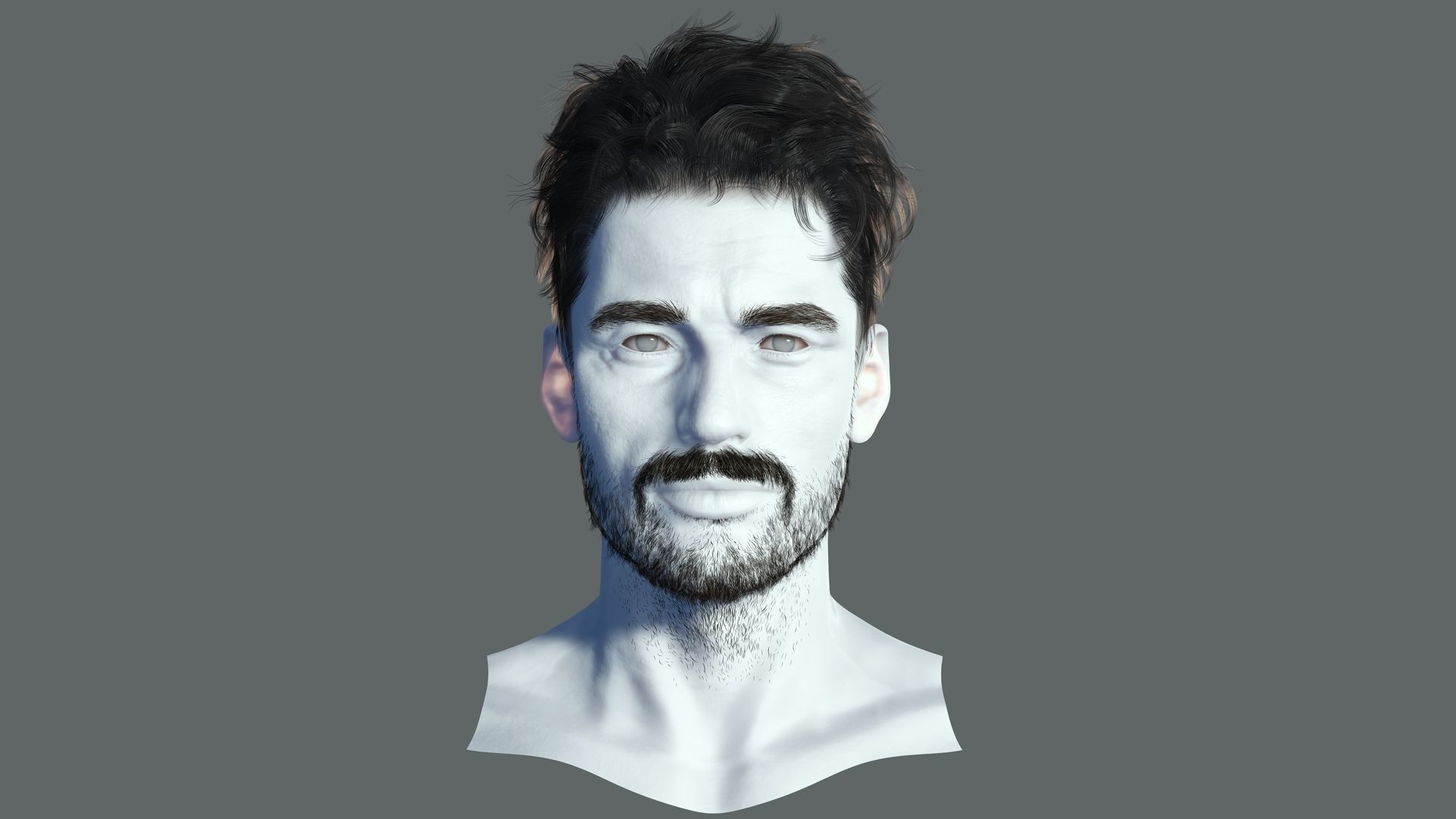 Realistic Hair Beard brows mustache Low-poly 3D model_3