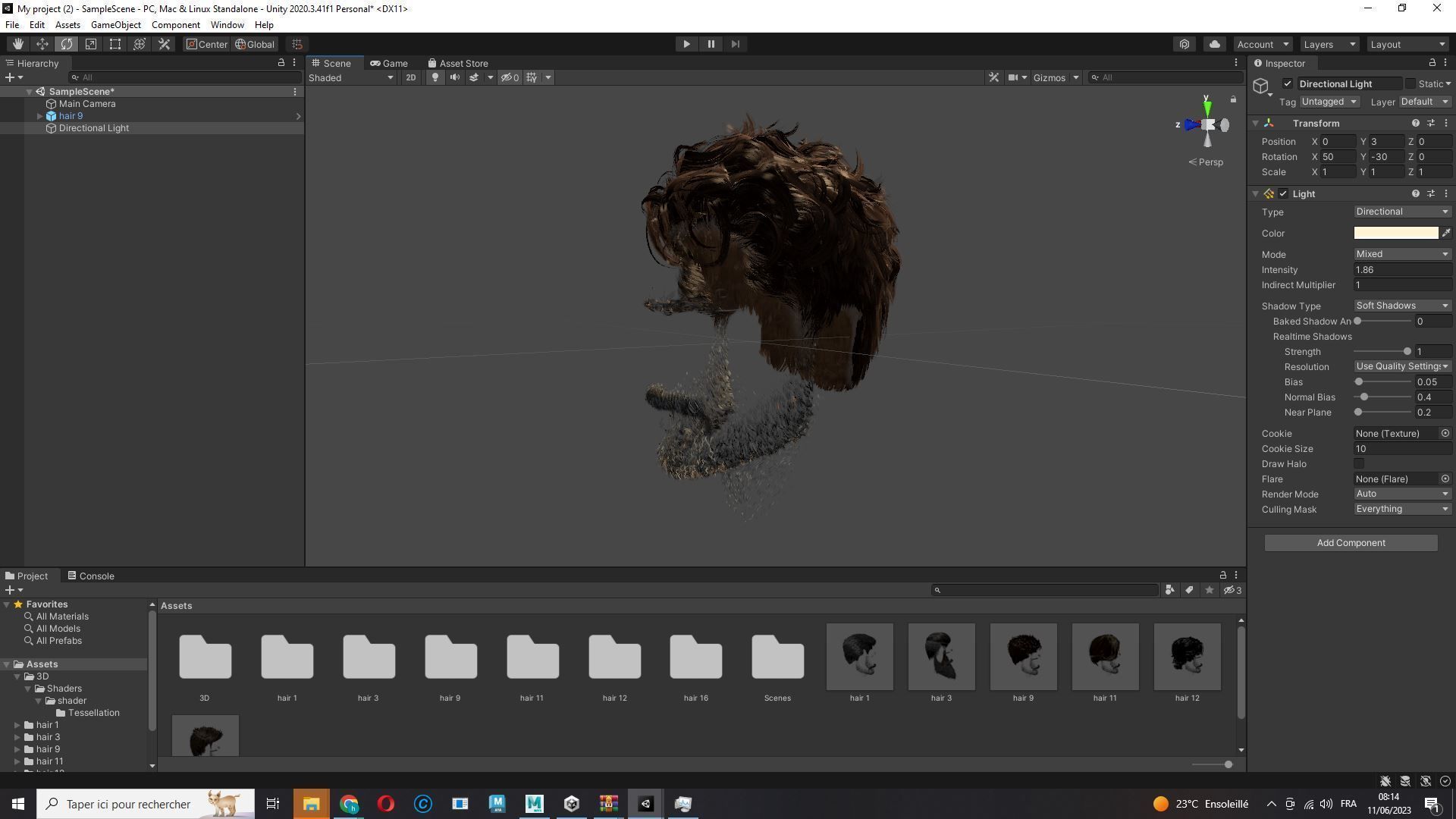 Realistic Hair Beard brows mustache Low-poly 3D model_20