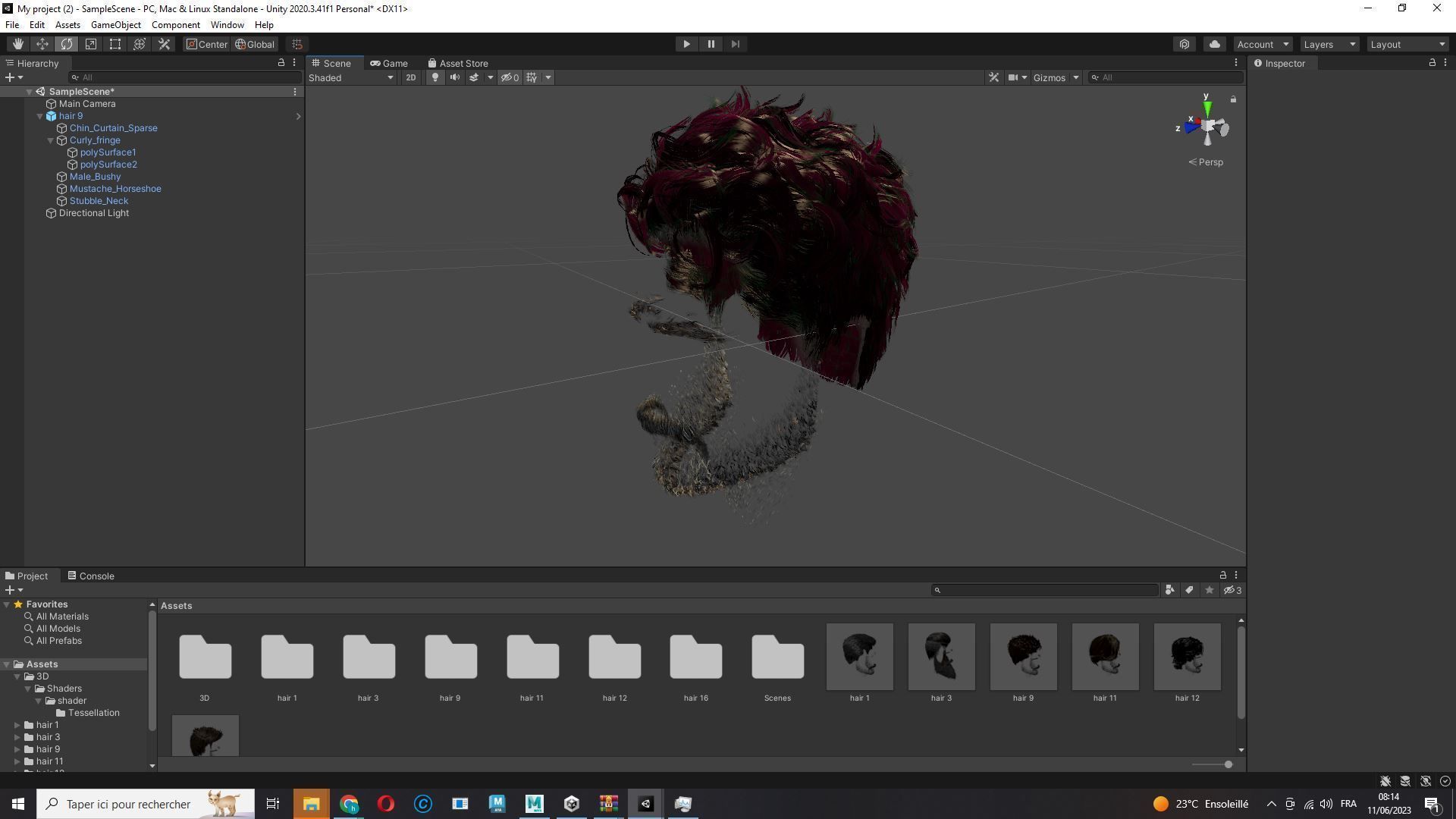 Realistic Hair Beard brows mustache Low-poly 3D model_22