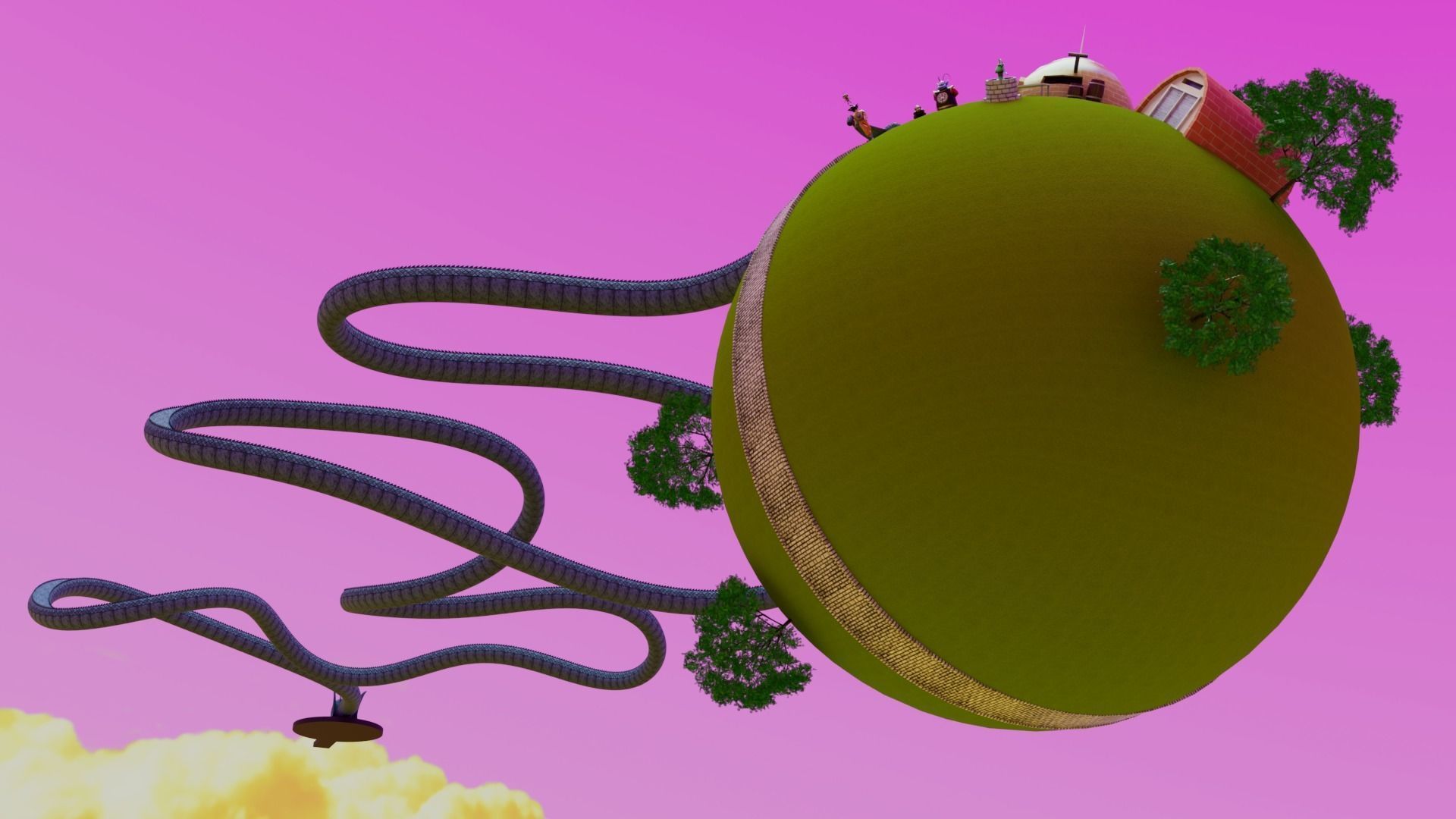 Kaito Planet and Snake Path Low-poly 3D model_2