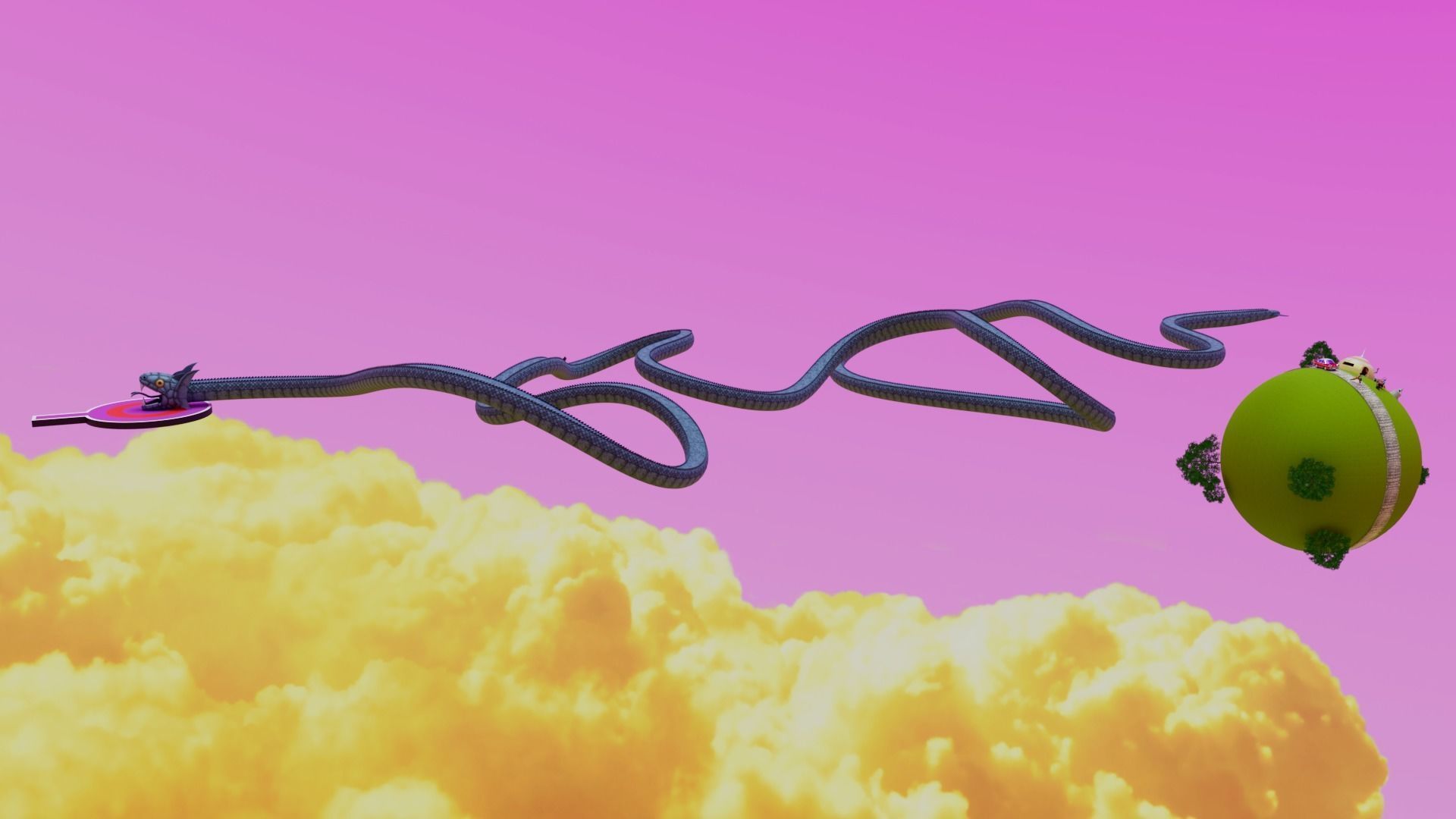 Kaito Planet and Snake Path Low-poly 3D model_3