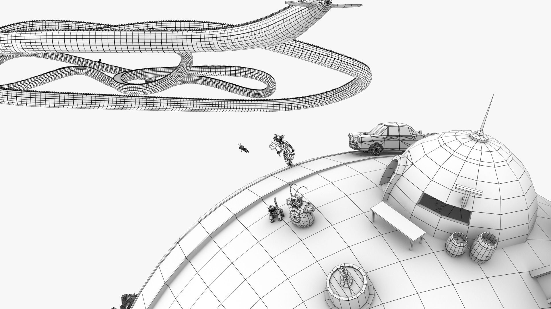 Kaito Planet and Snake Path Low-poly 3D model_15