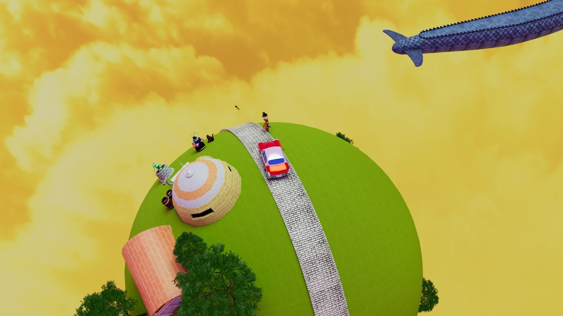 Kaito Planet and Snake Path Low-poly 3D model_10