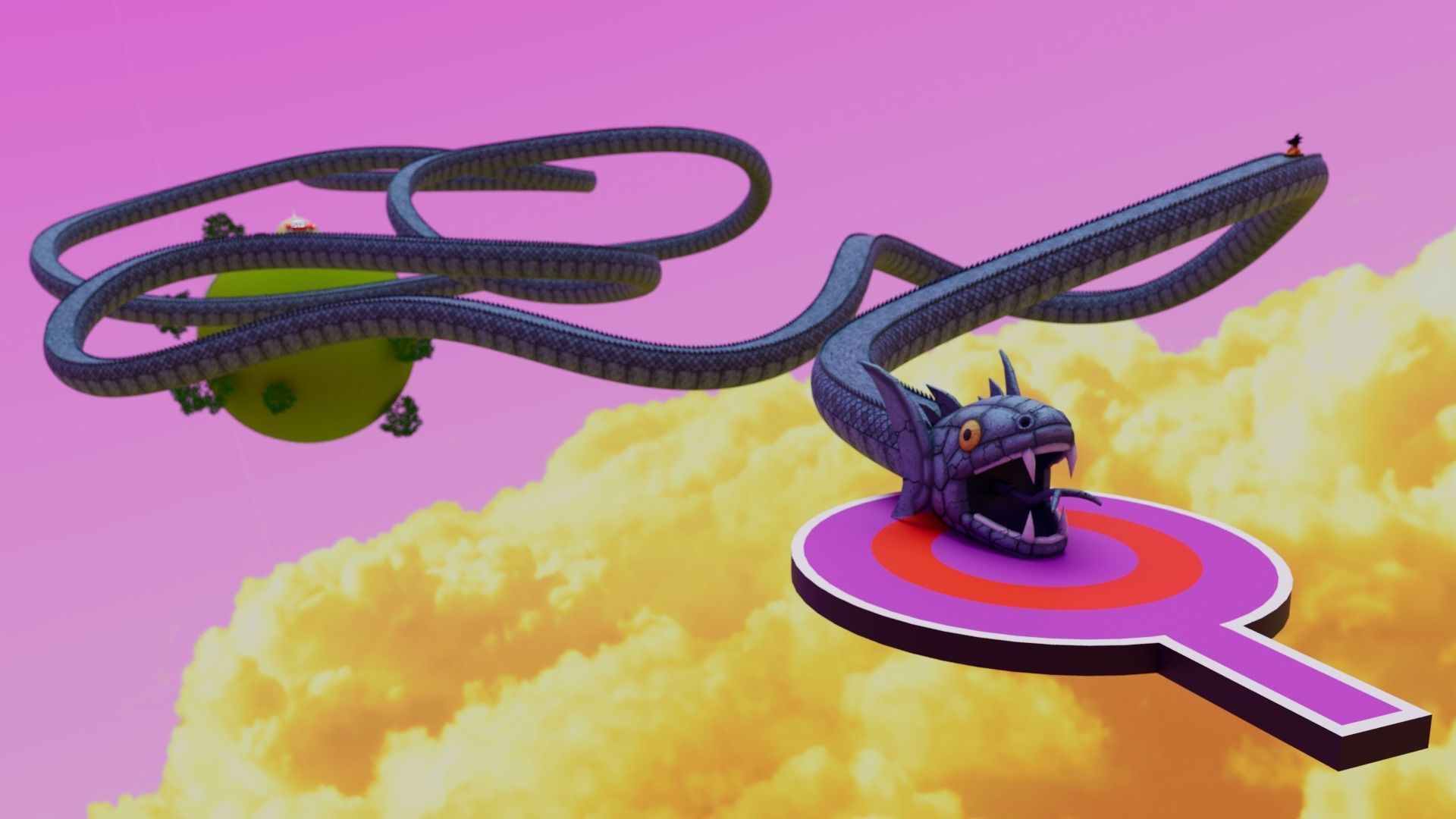 Kaito Planet and Snake Path Low-poly 3D model_9