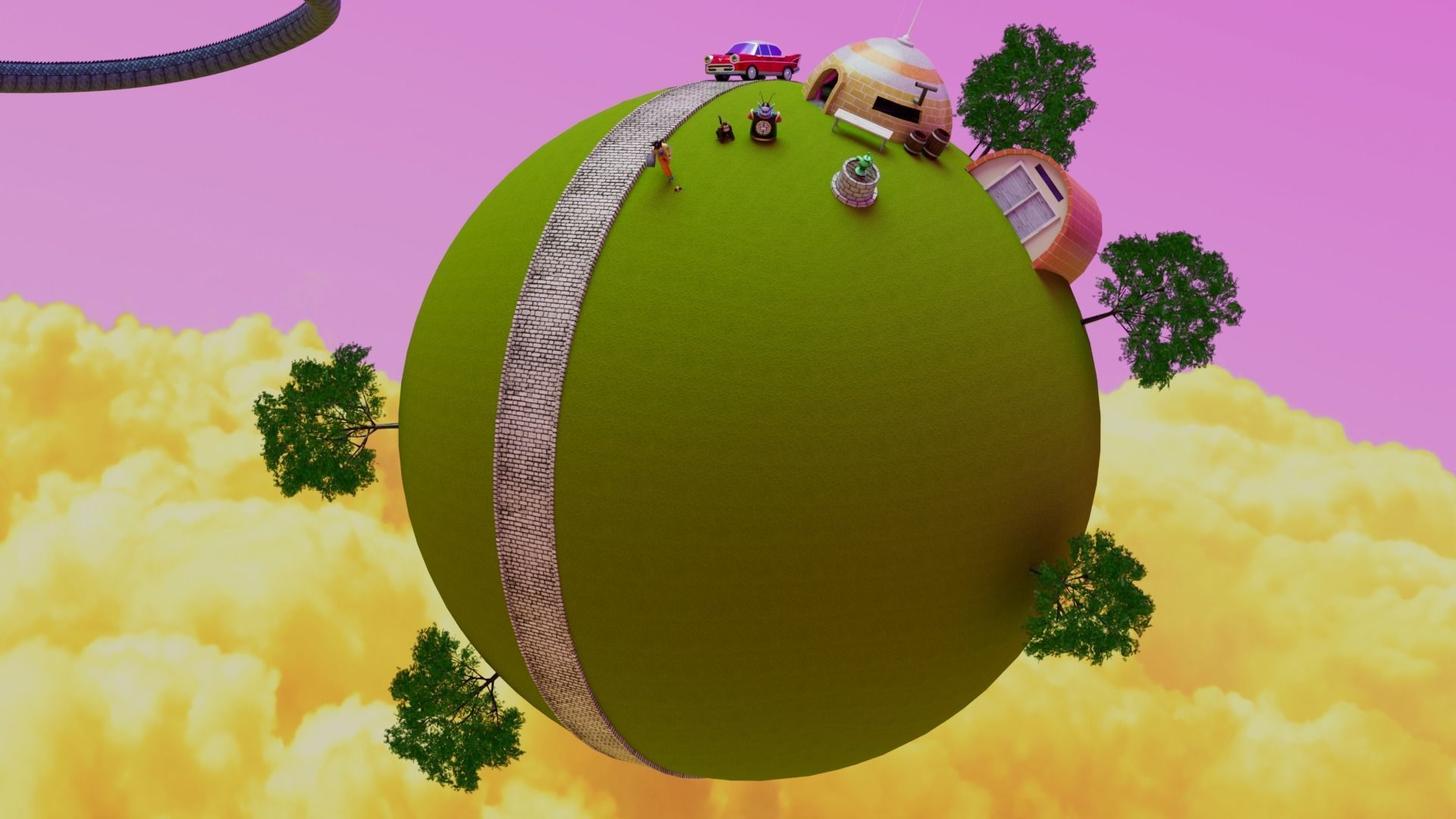 Kaito Planet and Snake Path Low-poly 3D model_13