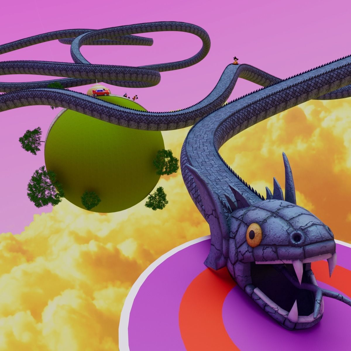 Kaito Planet and Snake Path Low-poly 3D model_11