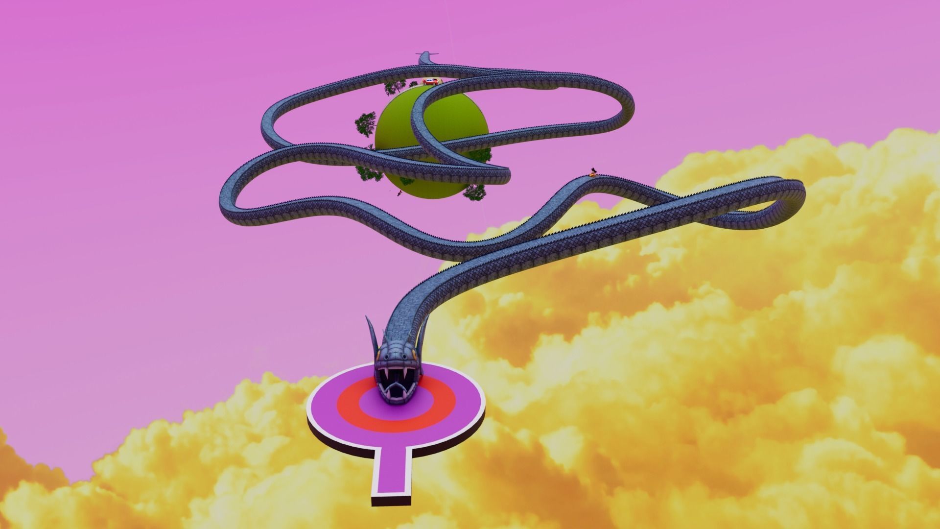 Kaito Planet and Snake Path Low-poly 3D model_7