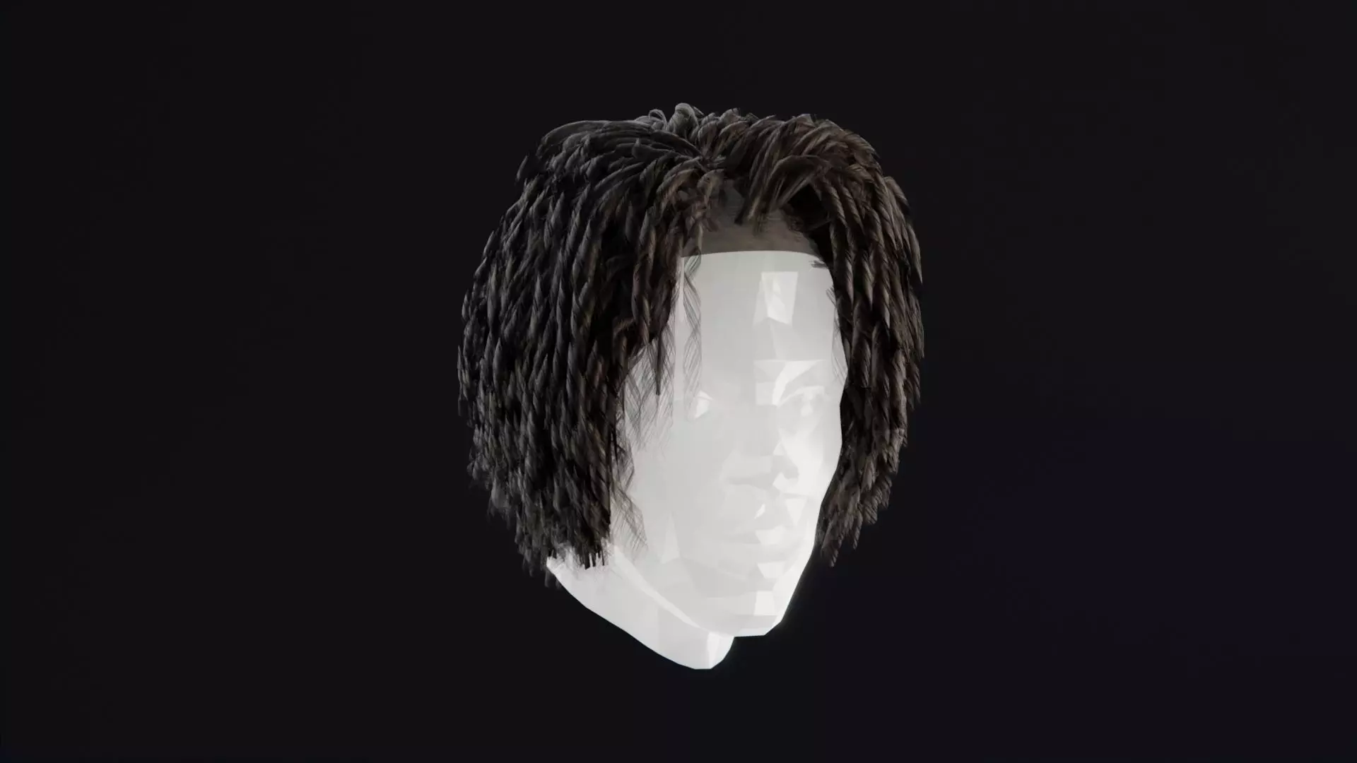 Curly Hair Perm Low-poly 3D model_0