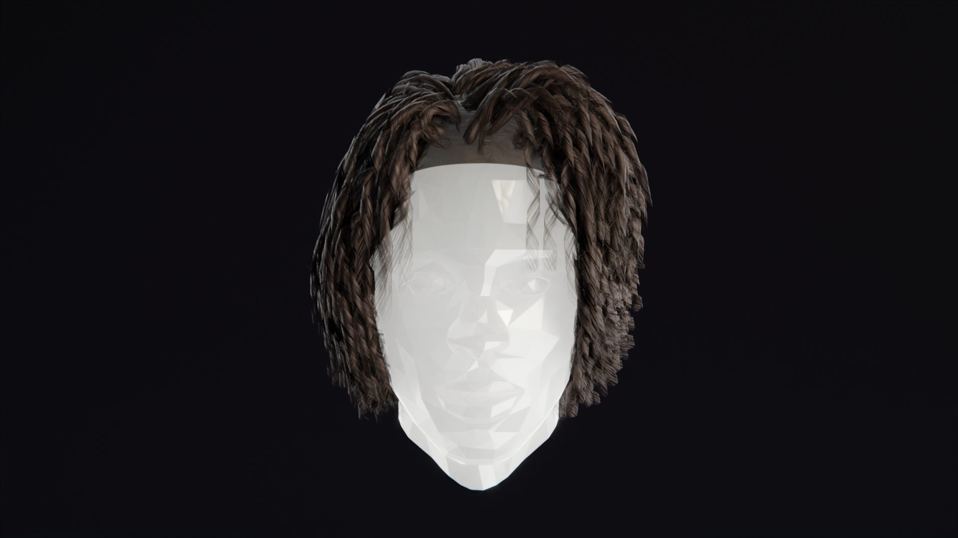 Curly Hair Perm Low-poly 3D model_1