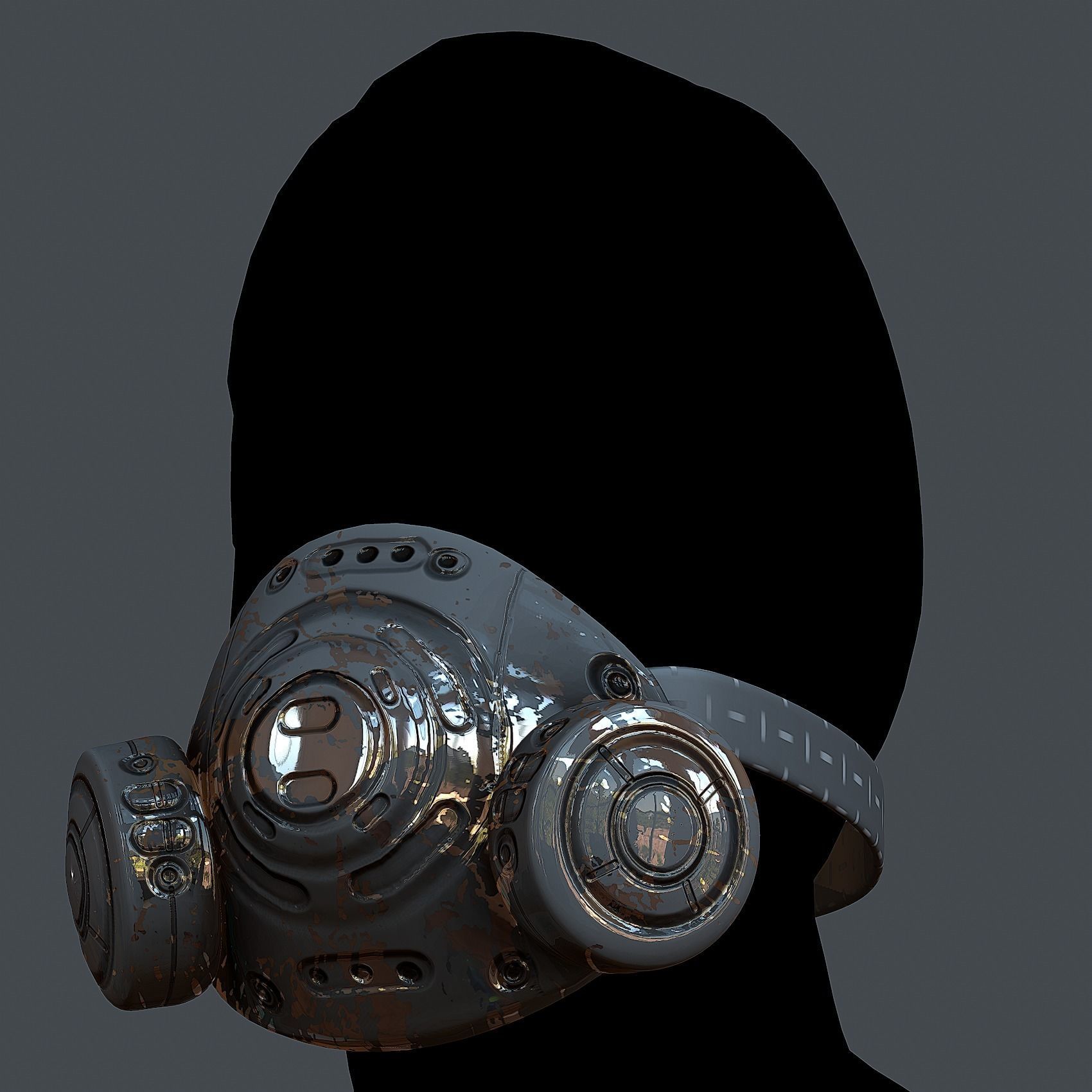 Helmet gas mask scifi military combat Low-poly Low-poly 3D model_2