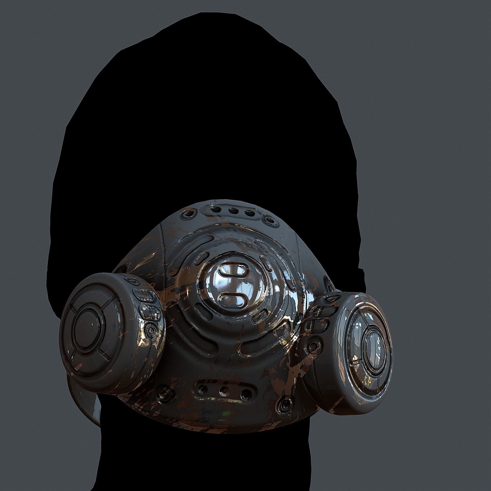 Helmet gas mask scifi military combat Low-poly Low-poly 3D model_4