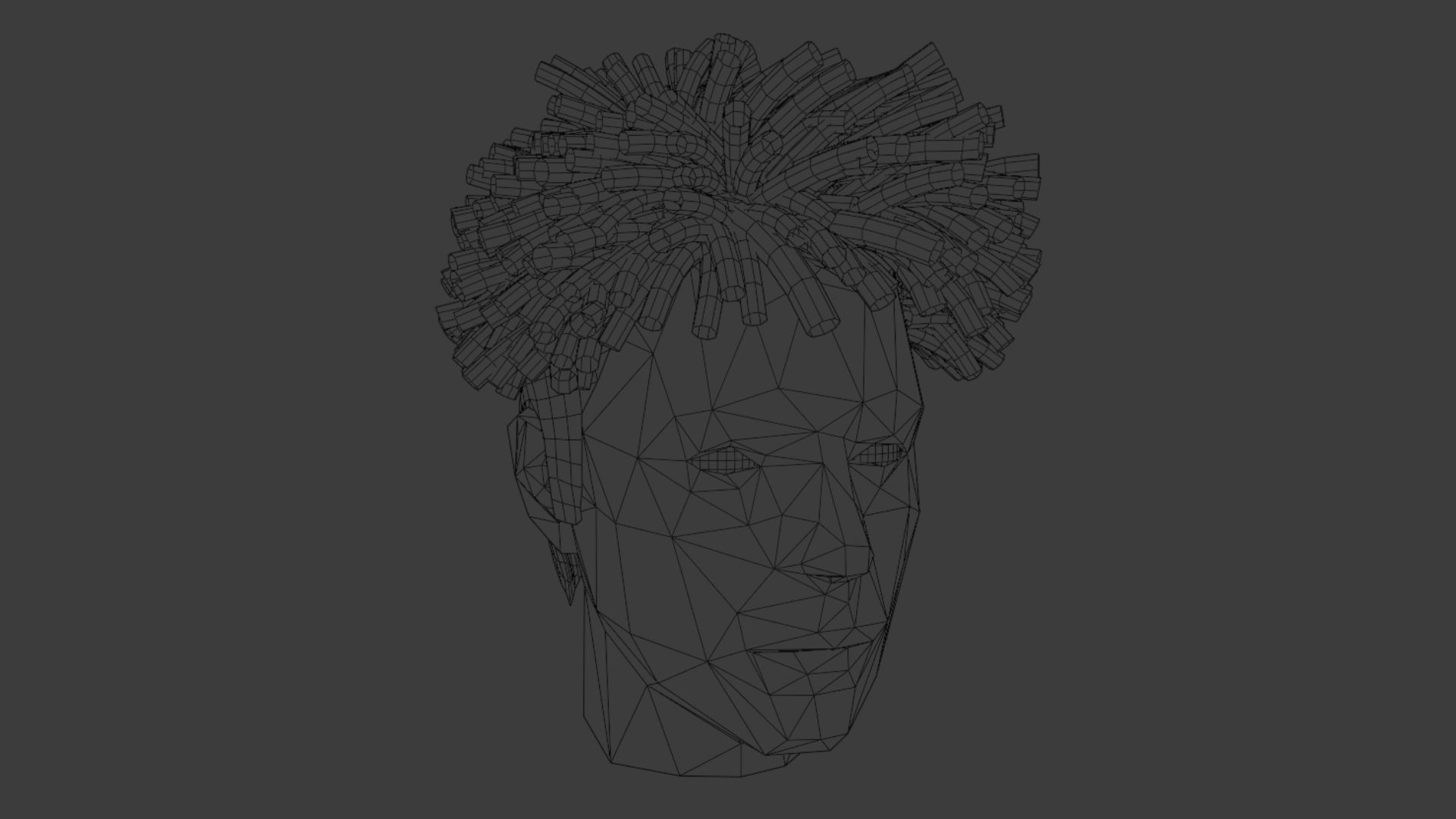 Short Curly Hair Low-poly 3D model_5