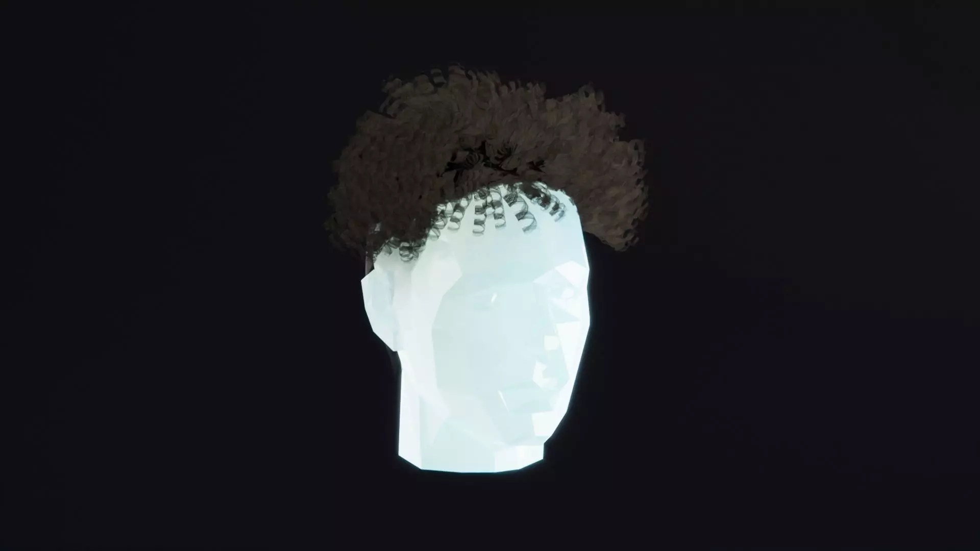 Short Curly Hair Low-poly 3D model_0