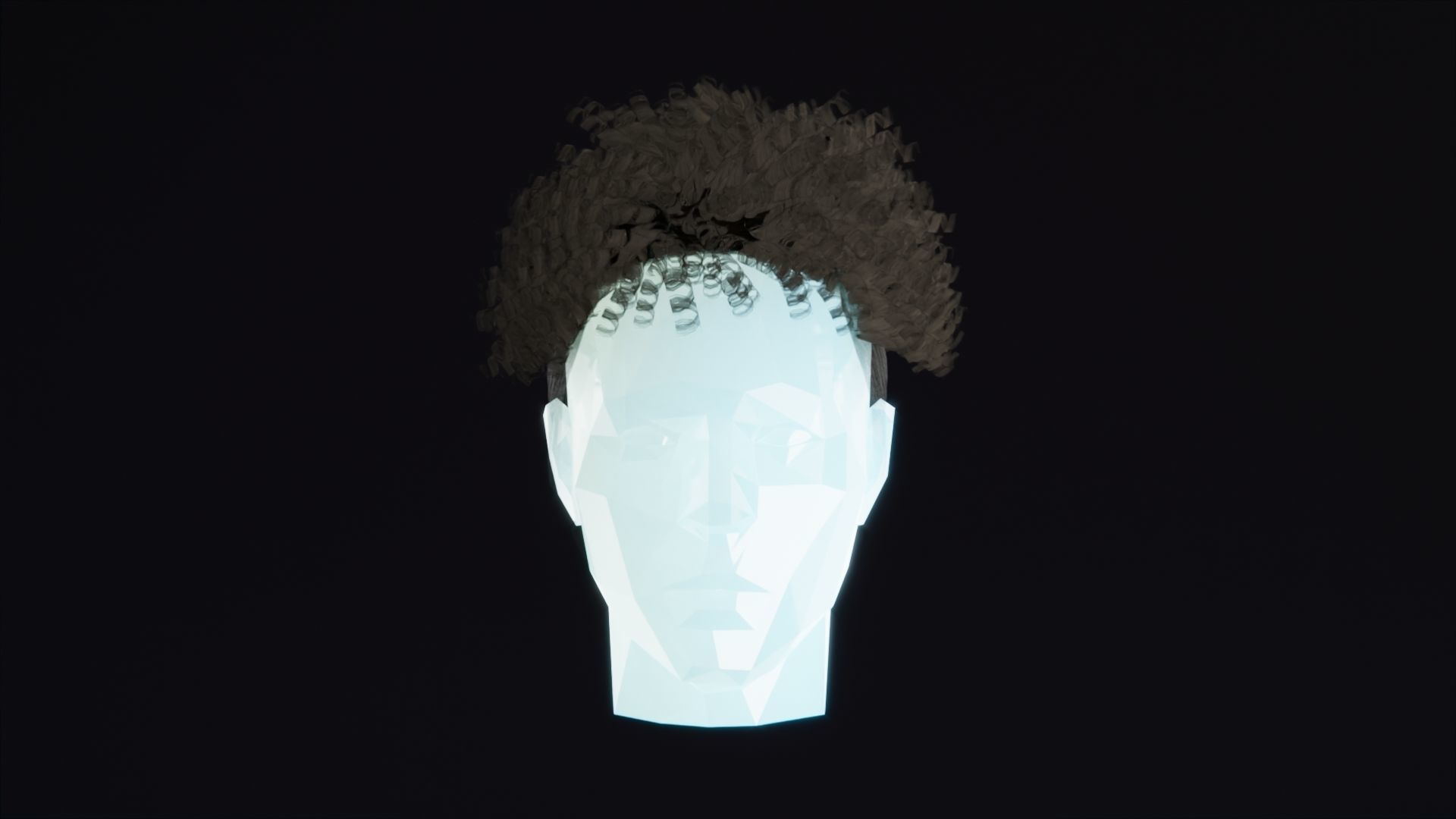Short Curly Hair Low-poly 3D model_1