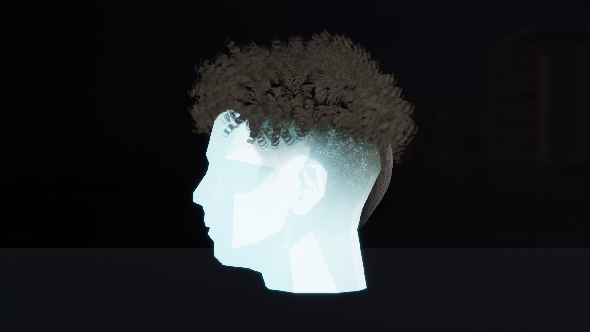 Short Curly Hair Low-poly 3D model_2