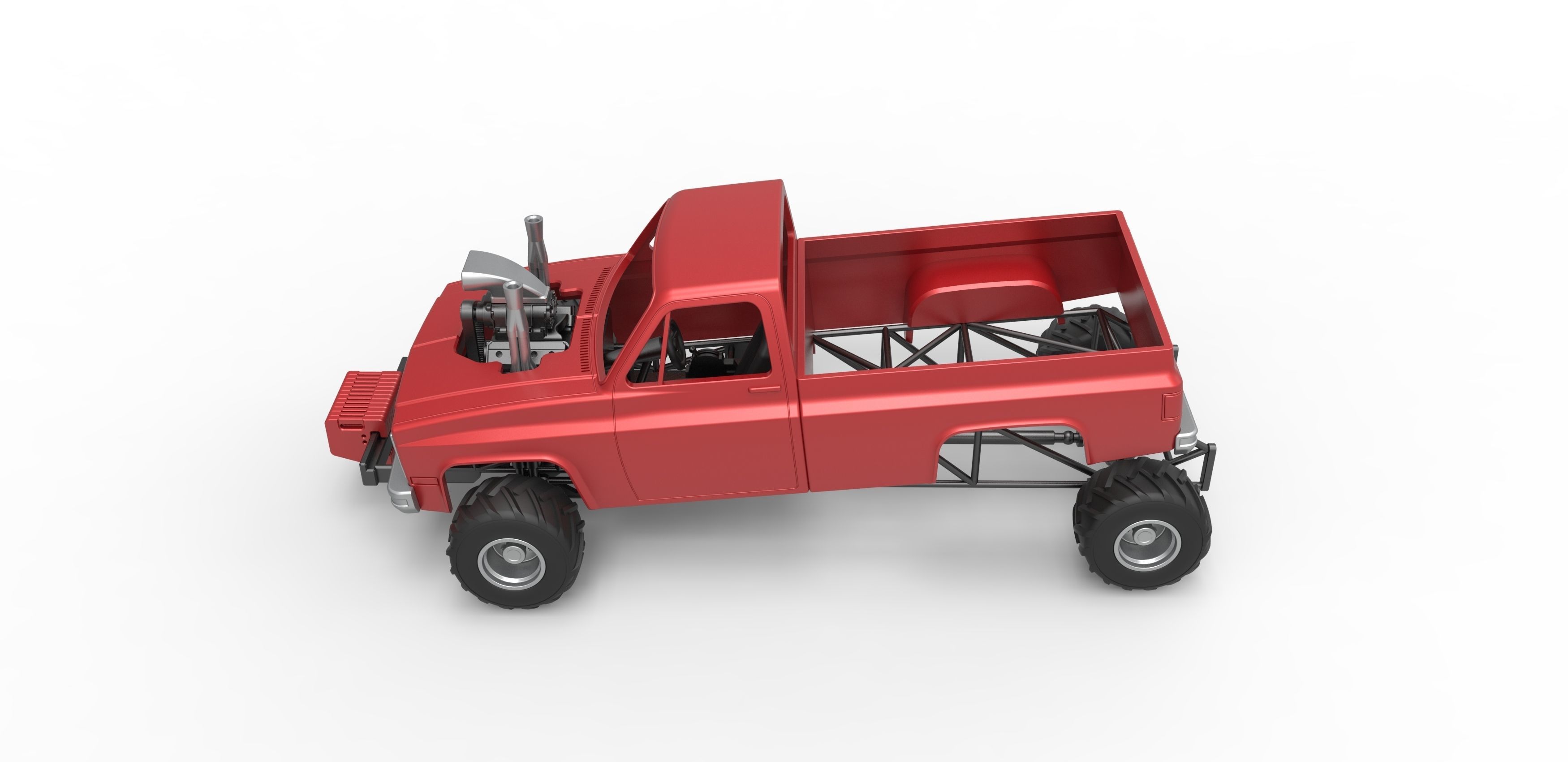 Old school pulling truck 4wd Scale 1 to 25 3D print model_8