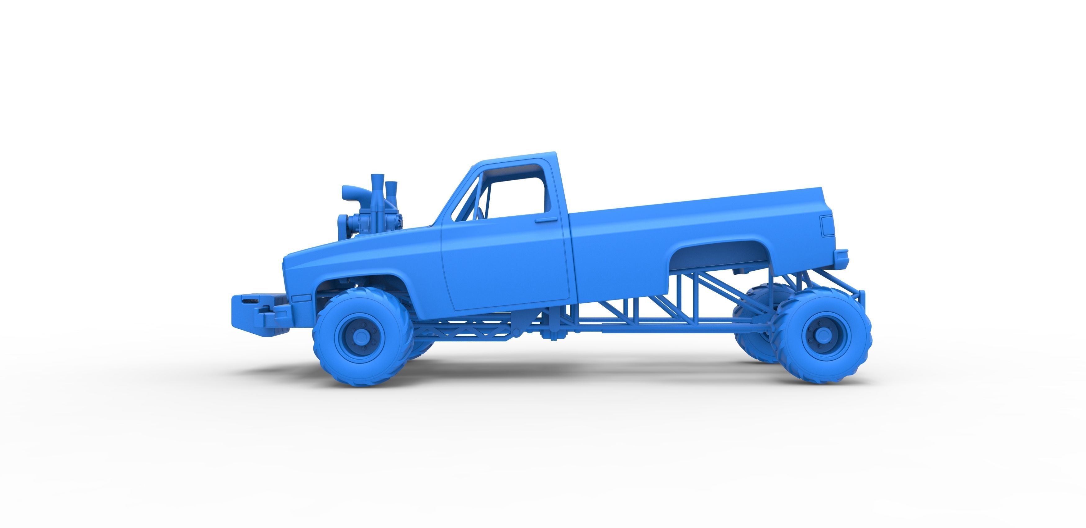 Old school pulling truck 4wd Scale 1 to 25 3D print model_20