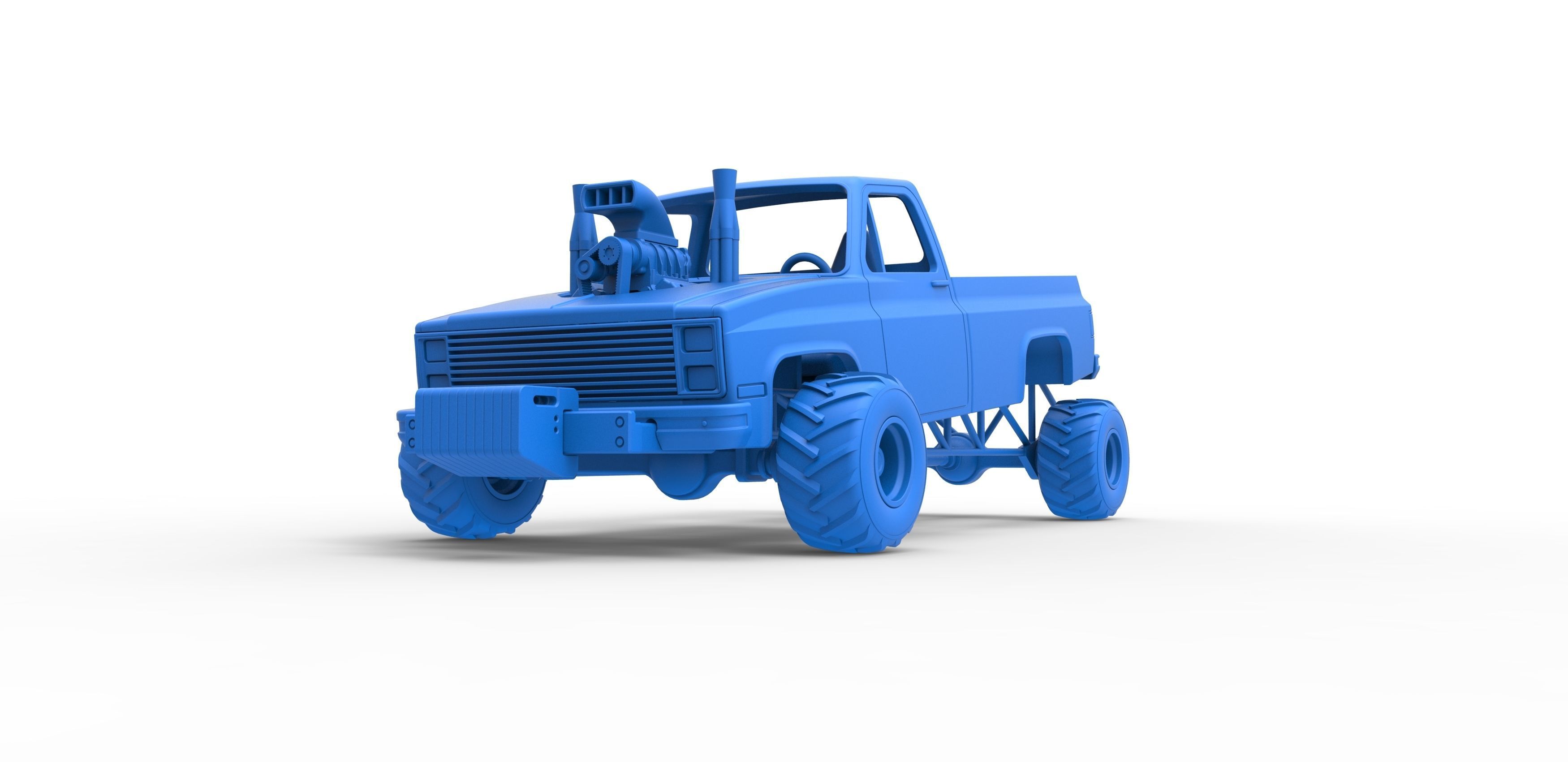 Old school pulling truck 4wd Scale 1 to 25 3D print model_17
