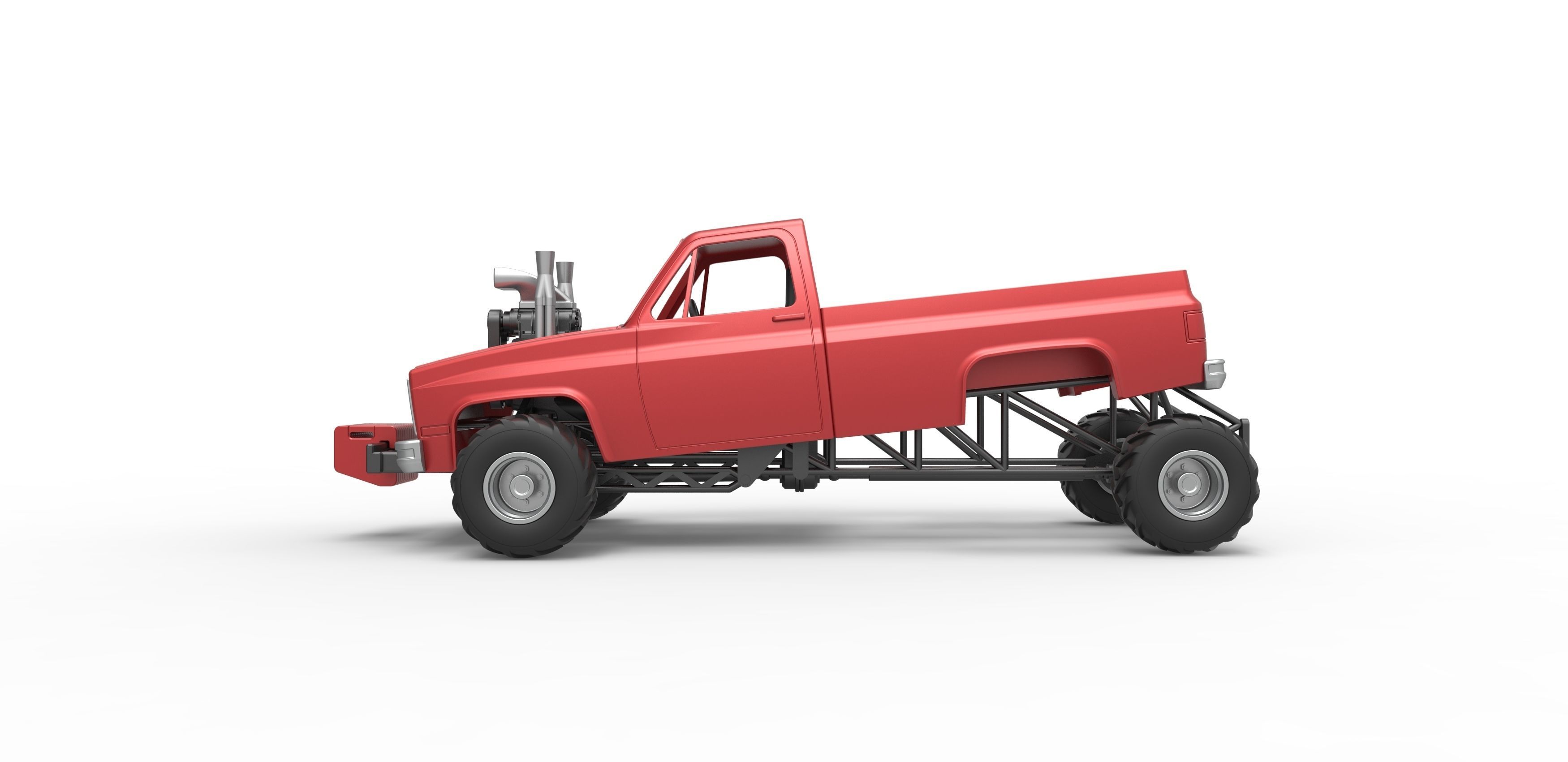 Old school pulling truck 4wd Scale 1 to 25 3D print model_7