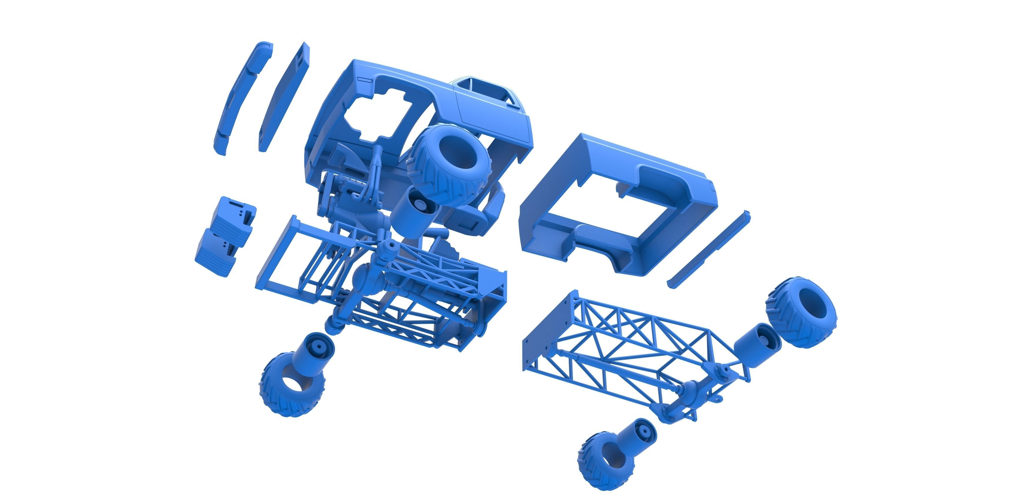 Old school pulling truck 4wd Scale 1 to 25 3D print model_28