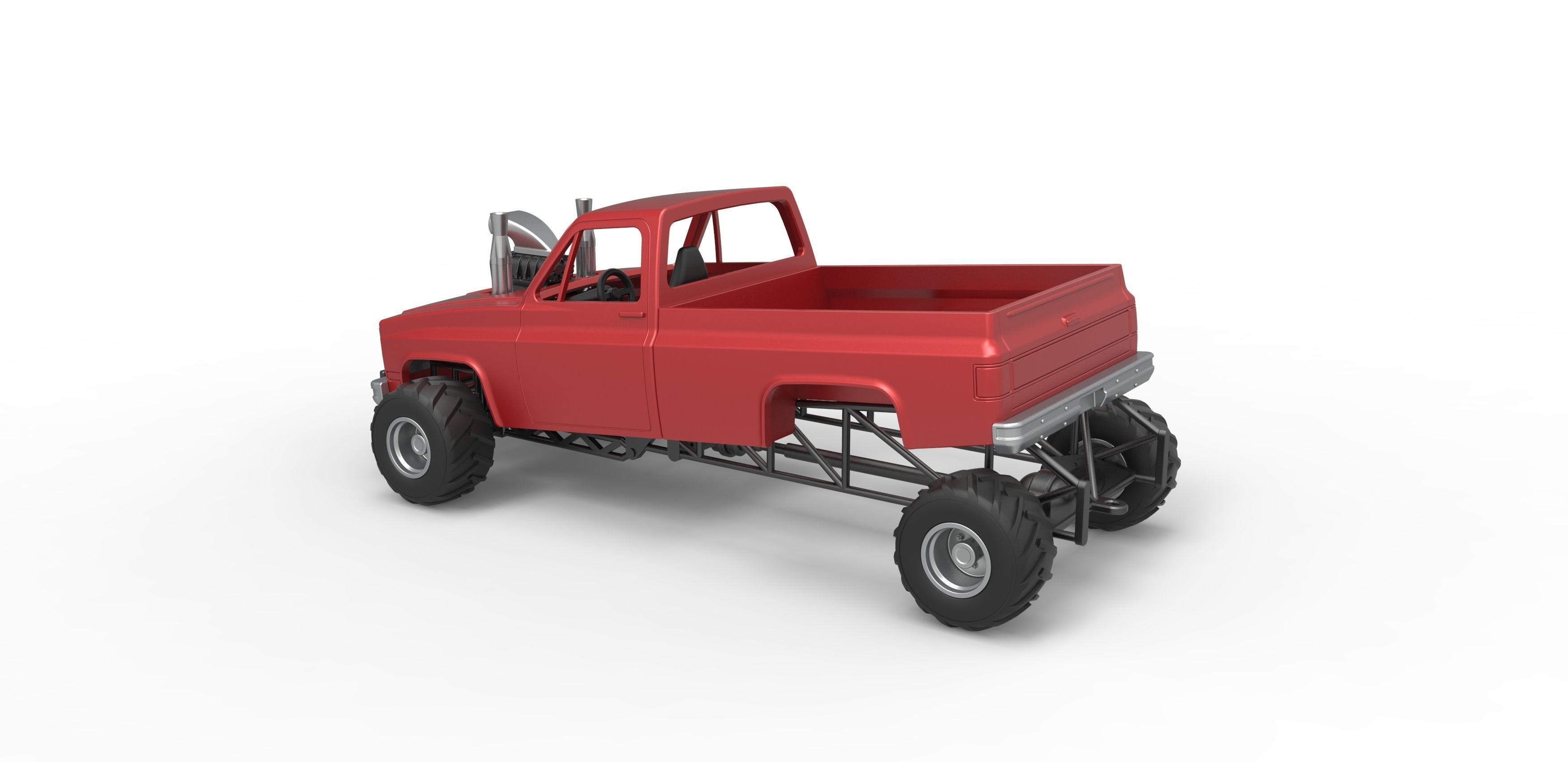 Old school pulling truck 4wd Scale 1 to 25 3D print model_10